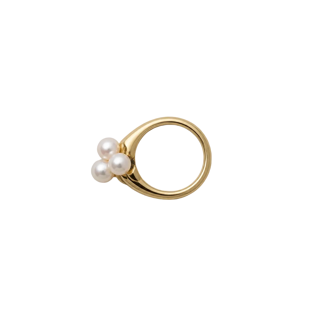 2607 secondhand ring K18YG 12 Pearl () 4.5mm Total 3.8g