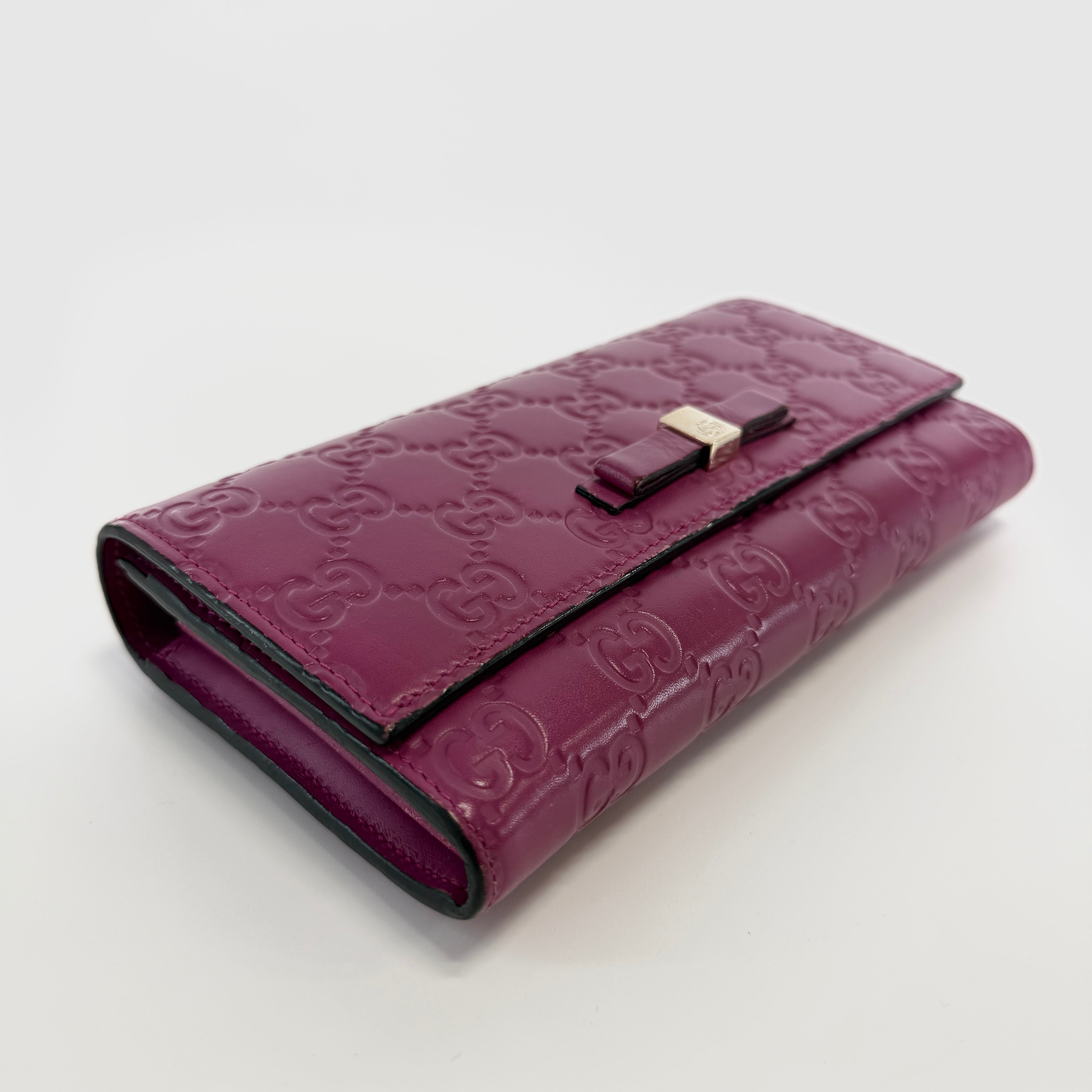 2605 secondhand GUCCI Guccissima ribbon Bifold Long wallet