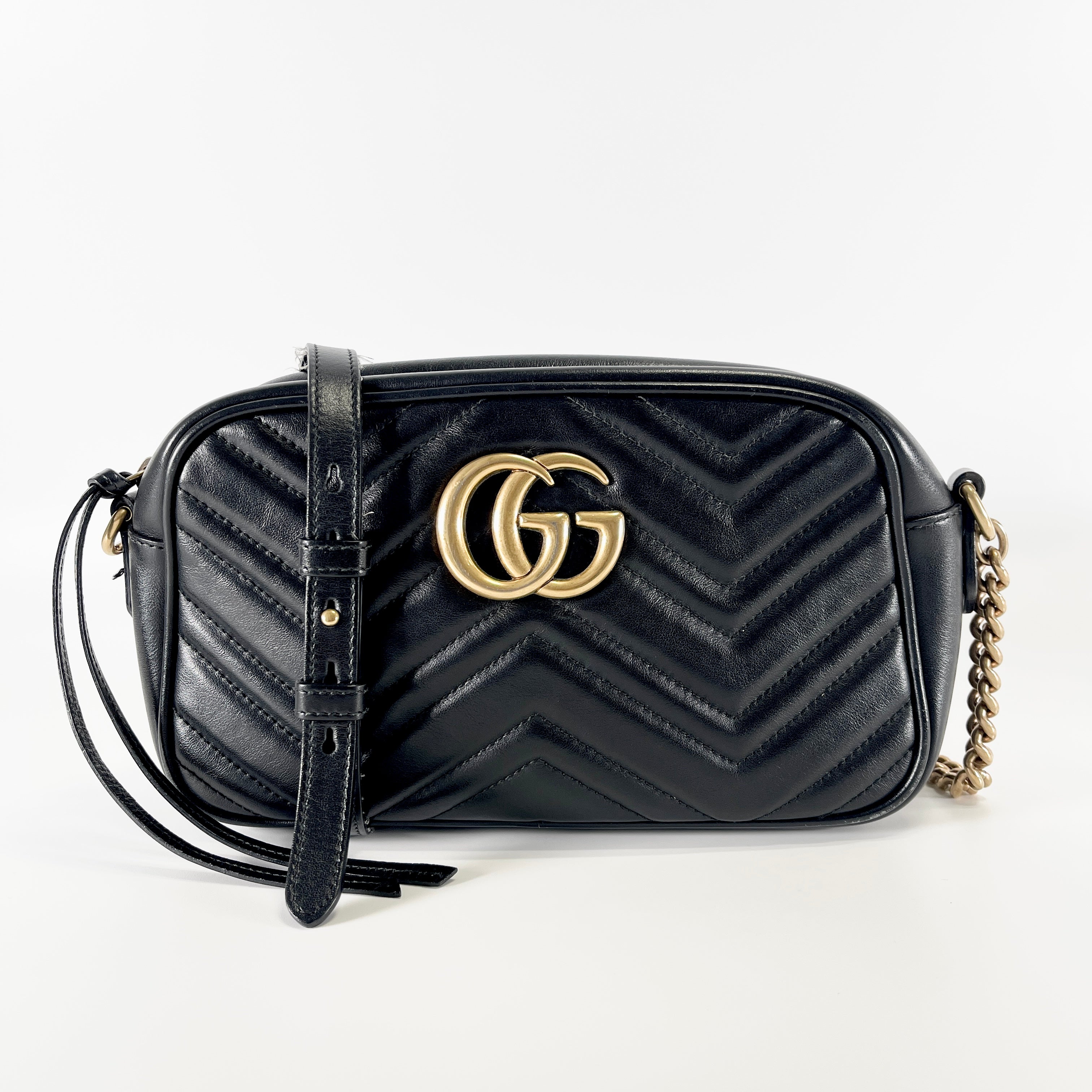 2604 secondhand GUCCI Shoulder bag Marmont quilting leather black