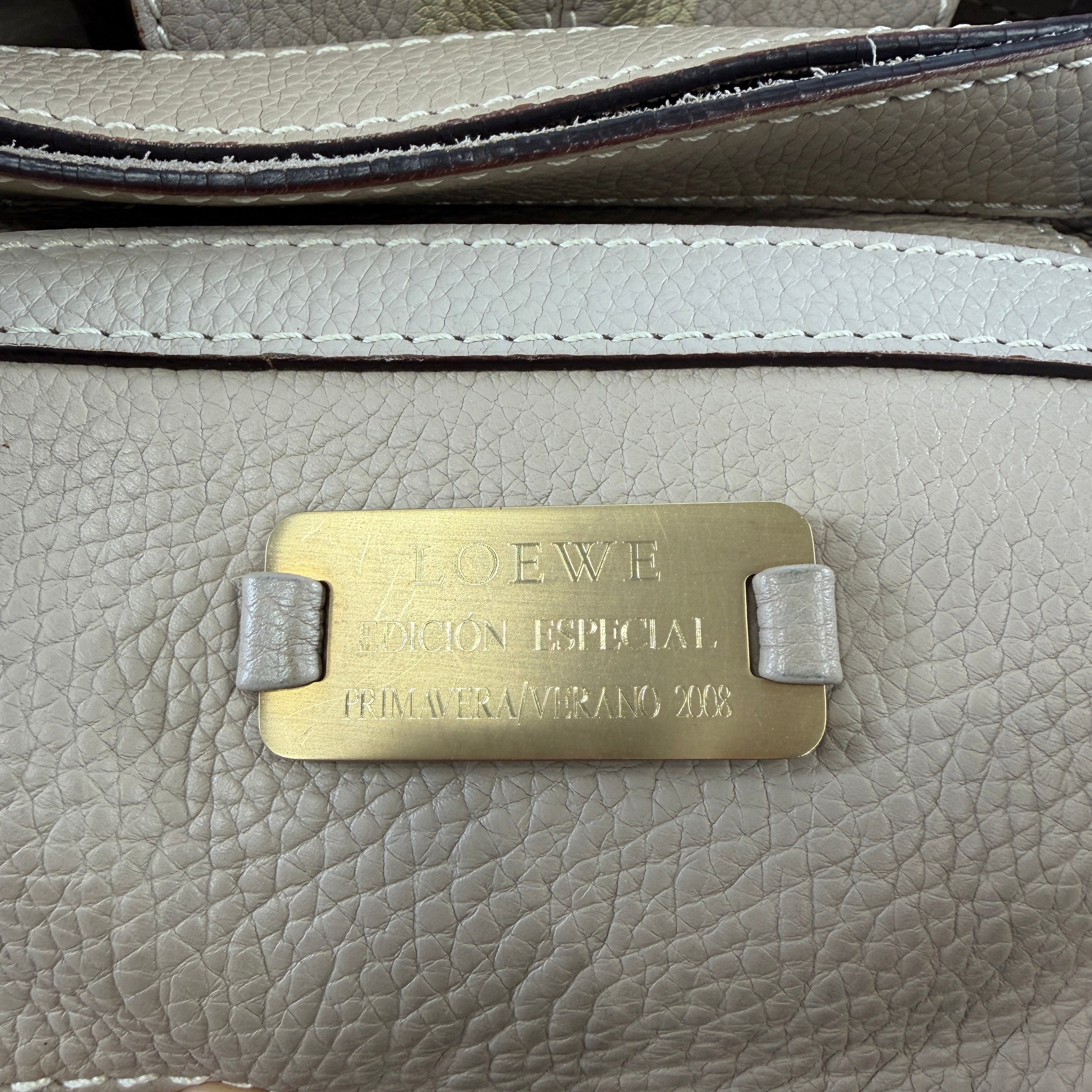 2606 secondhand LOEWE load bag leather Shoulder bag beige × blue