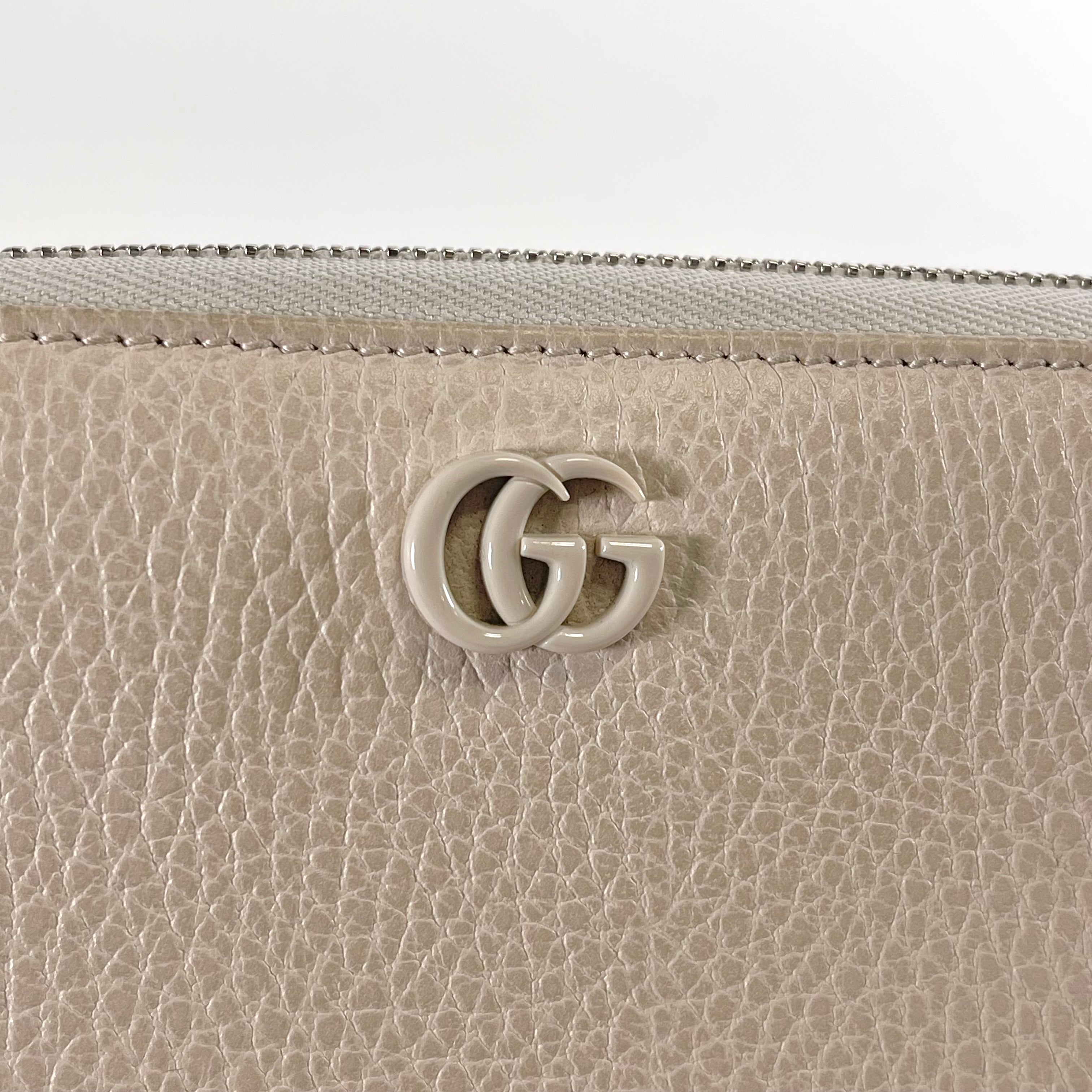 2605 secondhand GUCCI 456117 leather GG Marmont Long Wallet white 496334