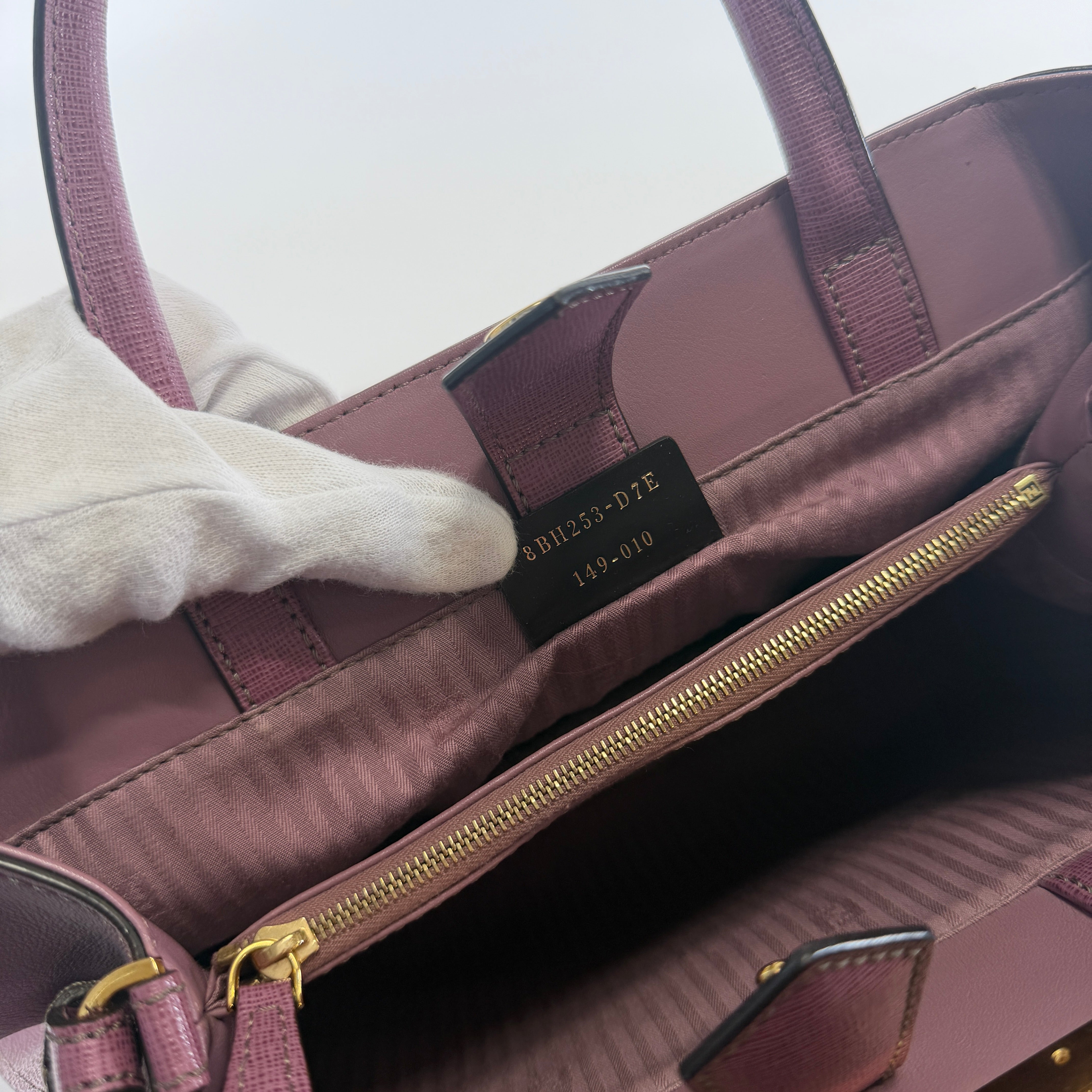 2605 secondhand FENDI Petit Twojours leather 2WAY hand bag purple 8BH253