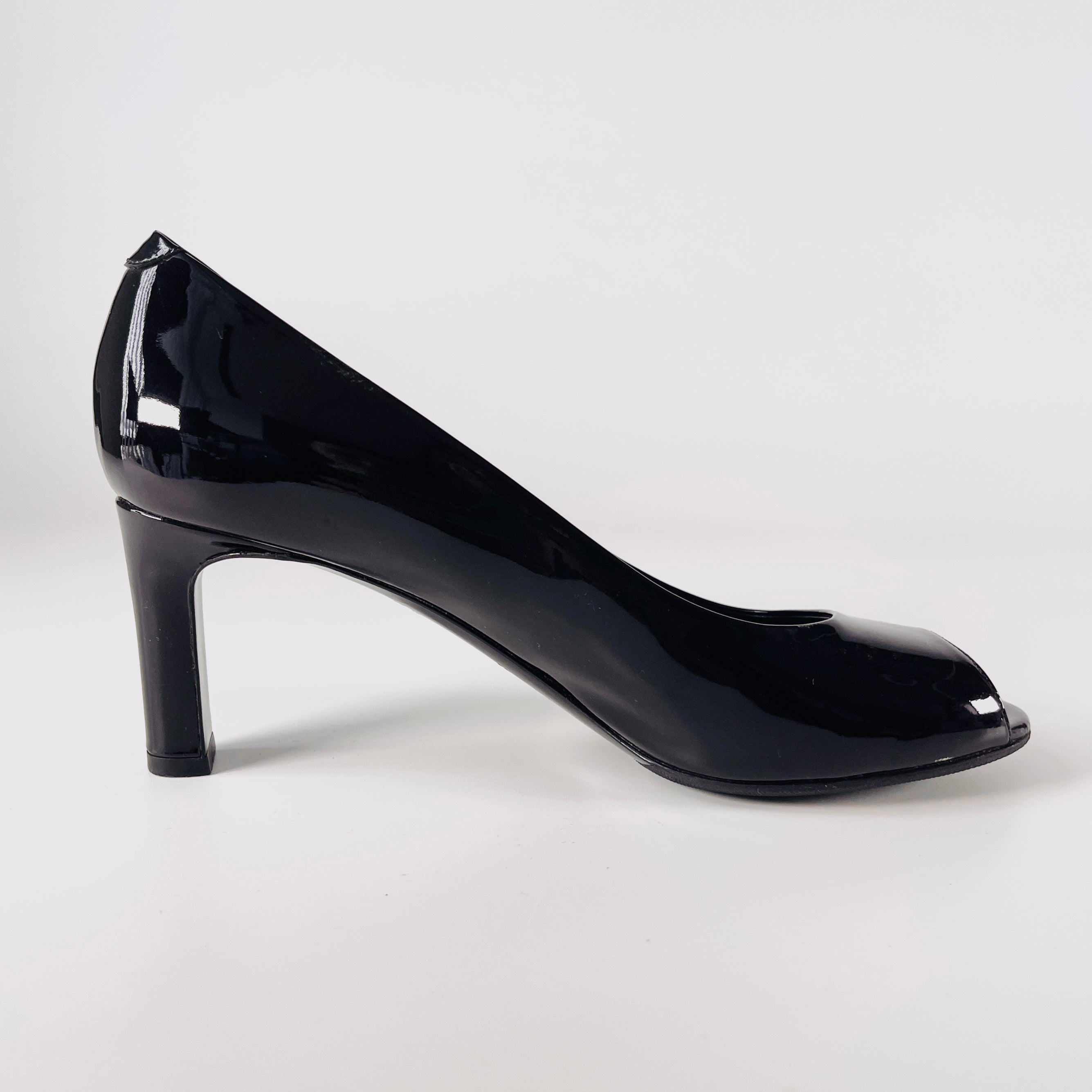 2605 secondhand HERMES Patent Leather Open Toe pumps 36 Women's black
