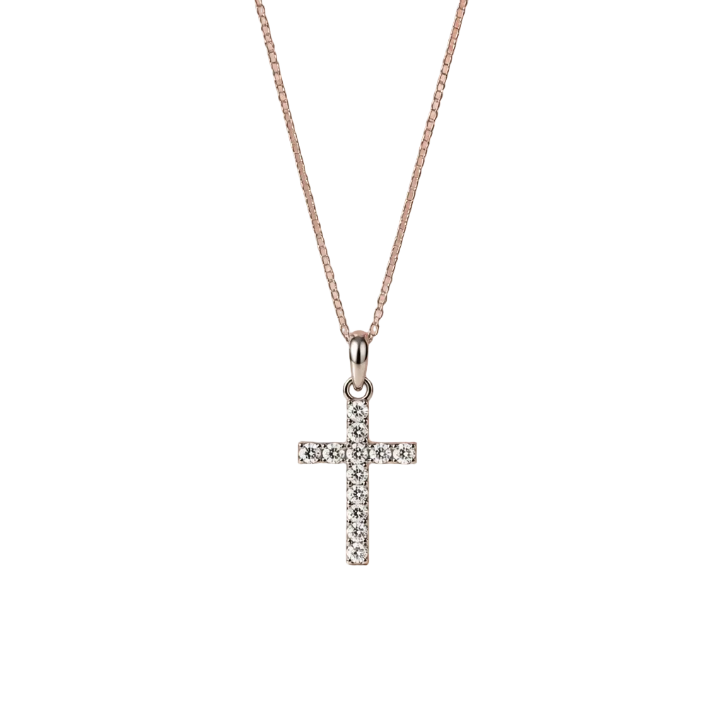 2605 secondhand K18WG cross necklace 　D0.22ct　2.6g　42㎝