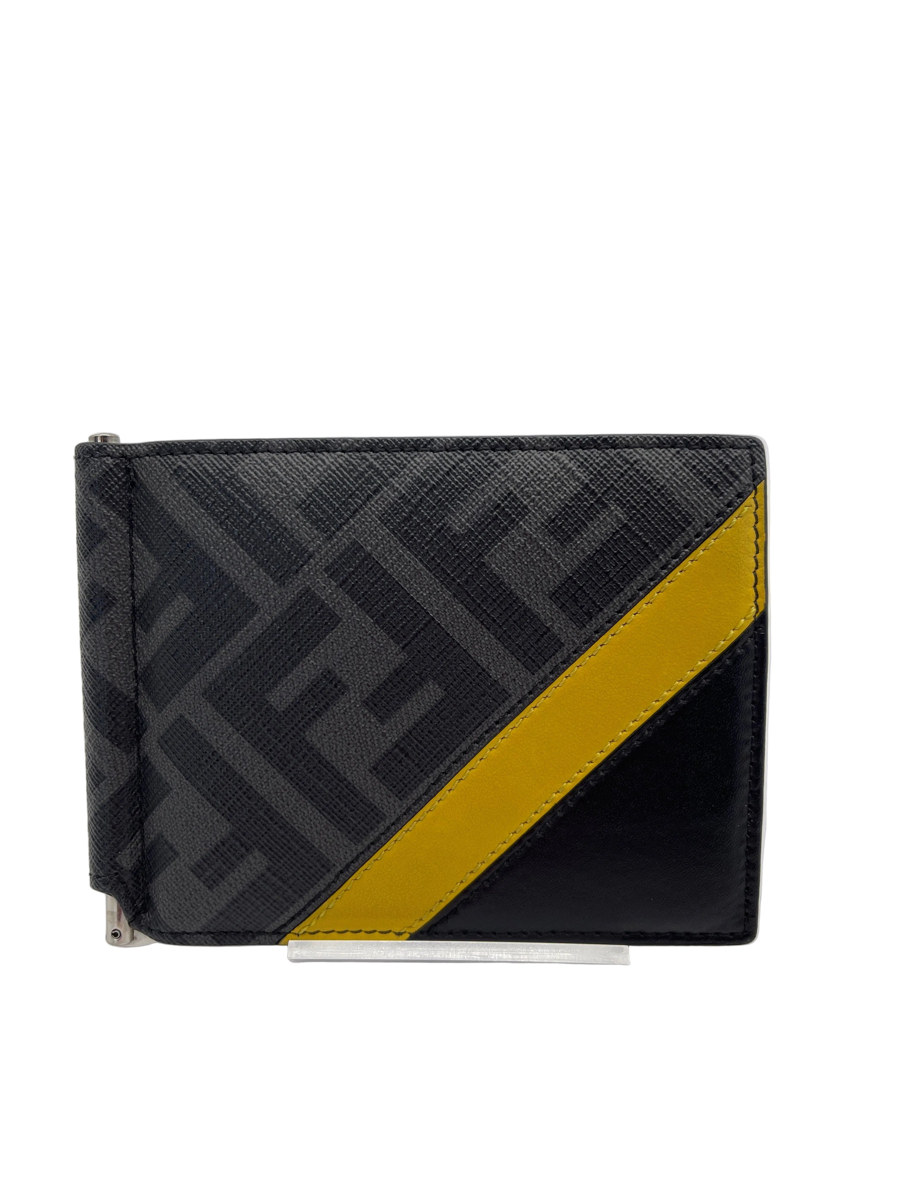 2510 FENDI Zucca PVC x Leather Money Clip, Black