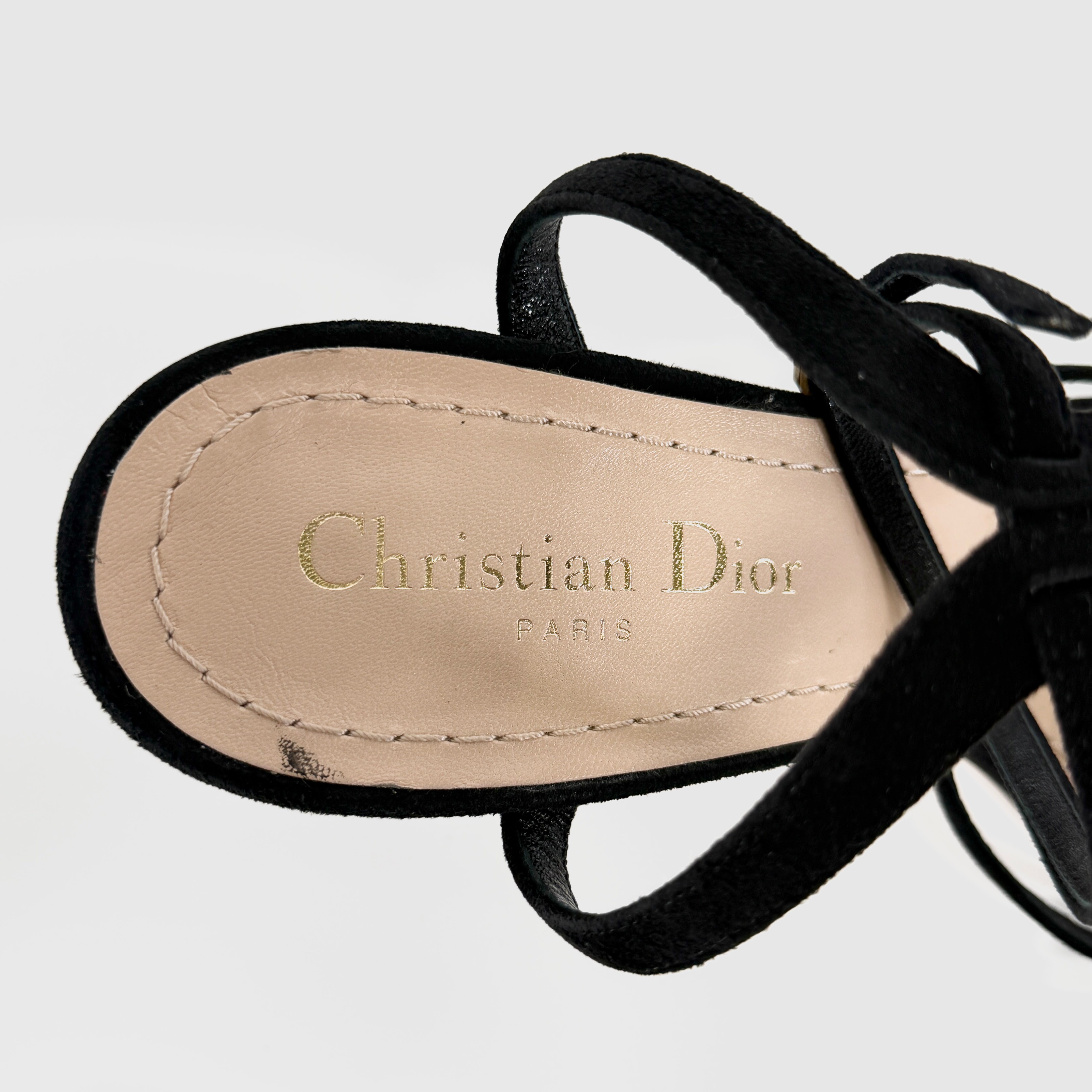 2607 secondhand CD suede Sandals 37 1/2 Women's black NE0618