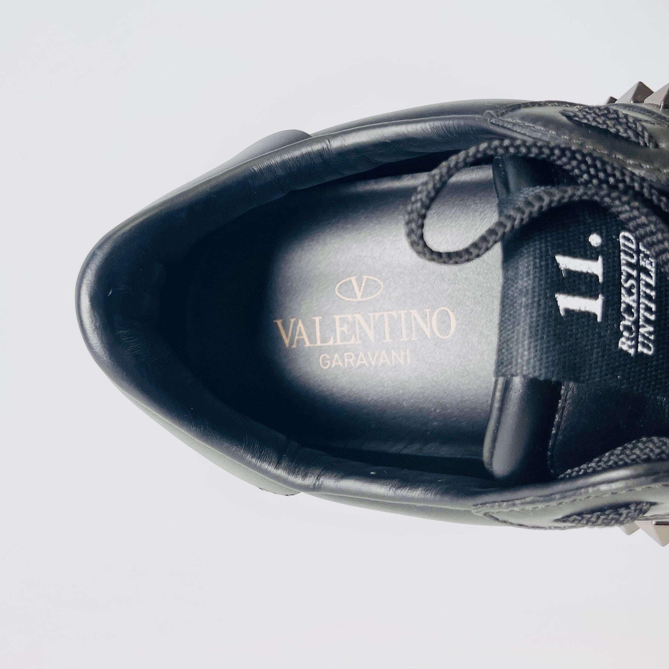 2604 secondhand VALENTINO Garavani leather sneakers 42 Men's black TR931Y2 Rockstud