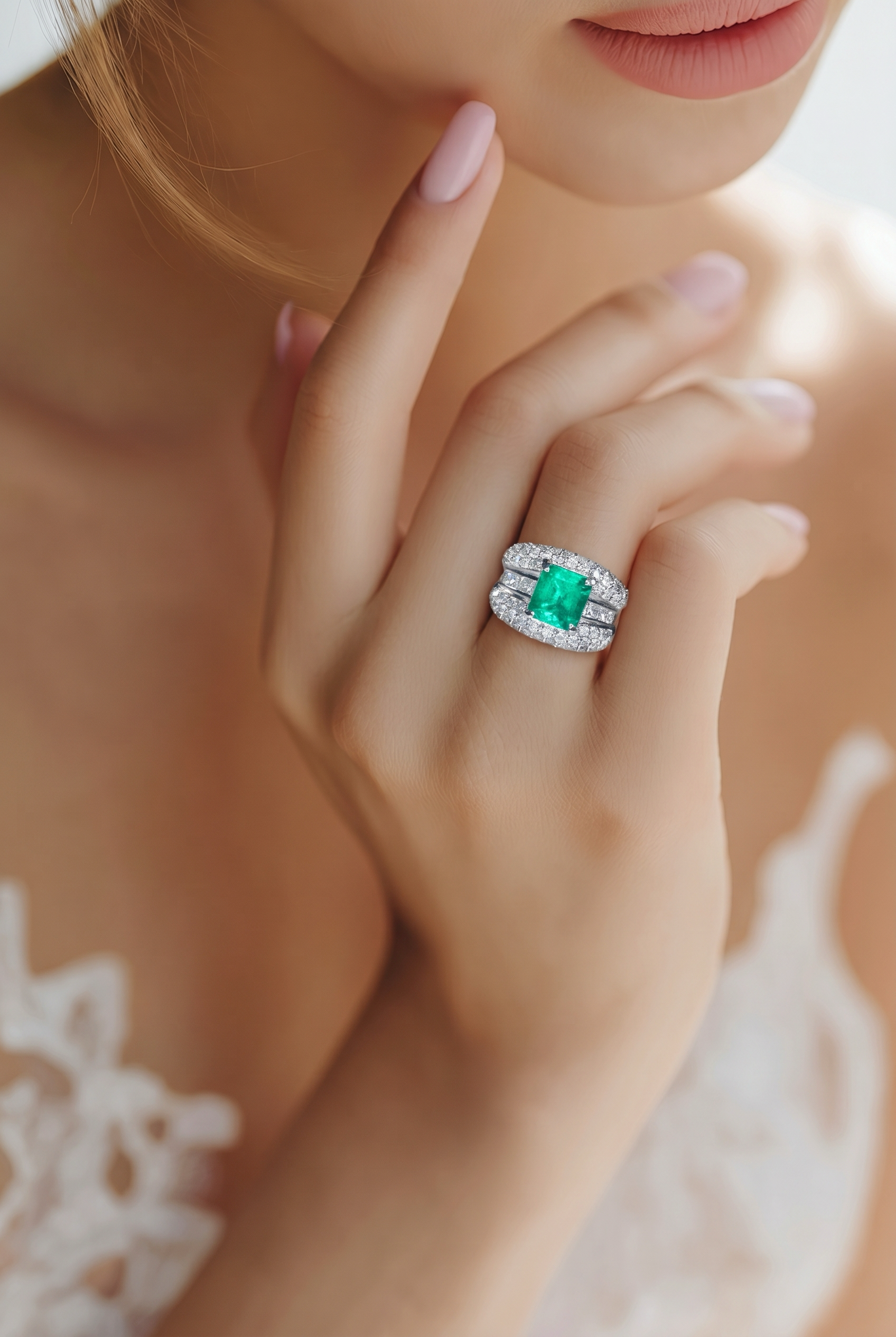 2605 secondhand Pt900 ring Columbia E2.08/D1.50ct　15.36g　#15.5