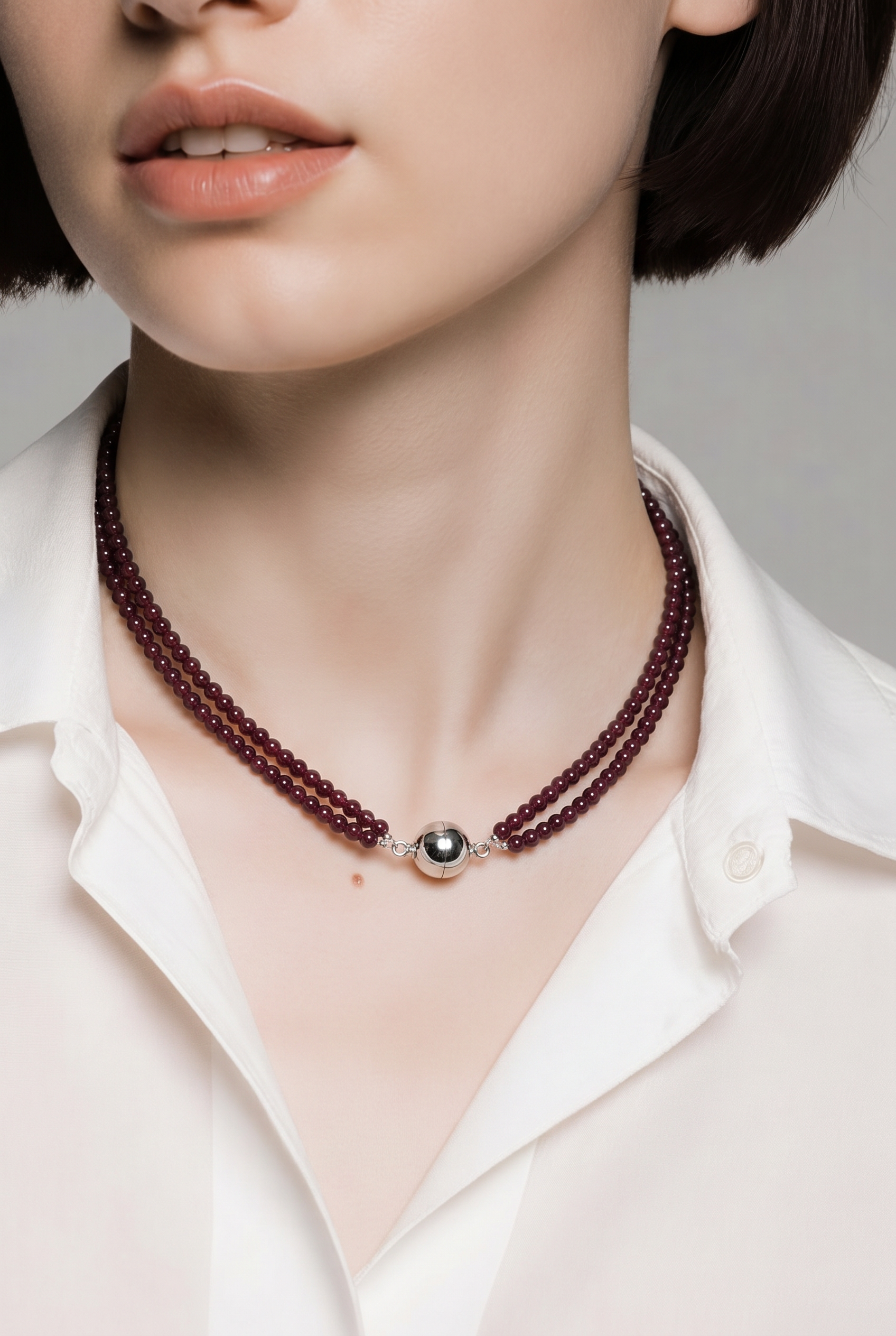 2608 secondhand garnet necklace 　48㎝