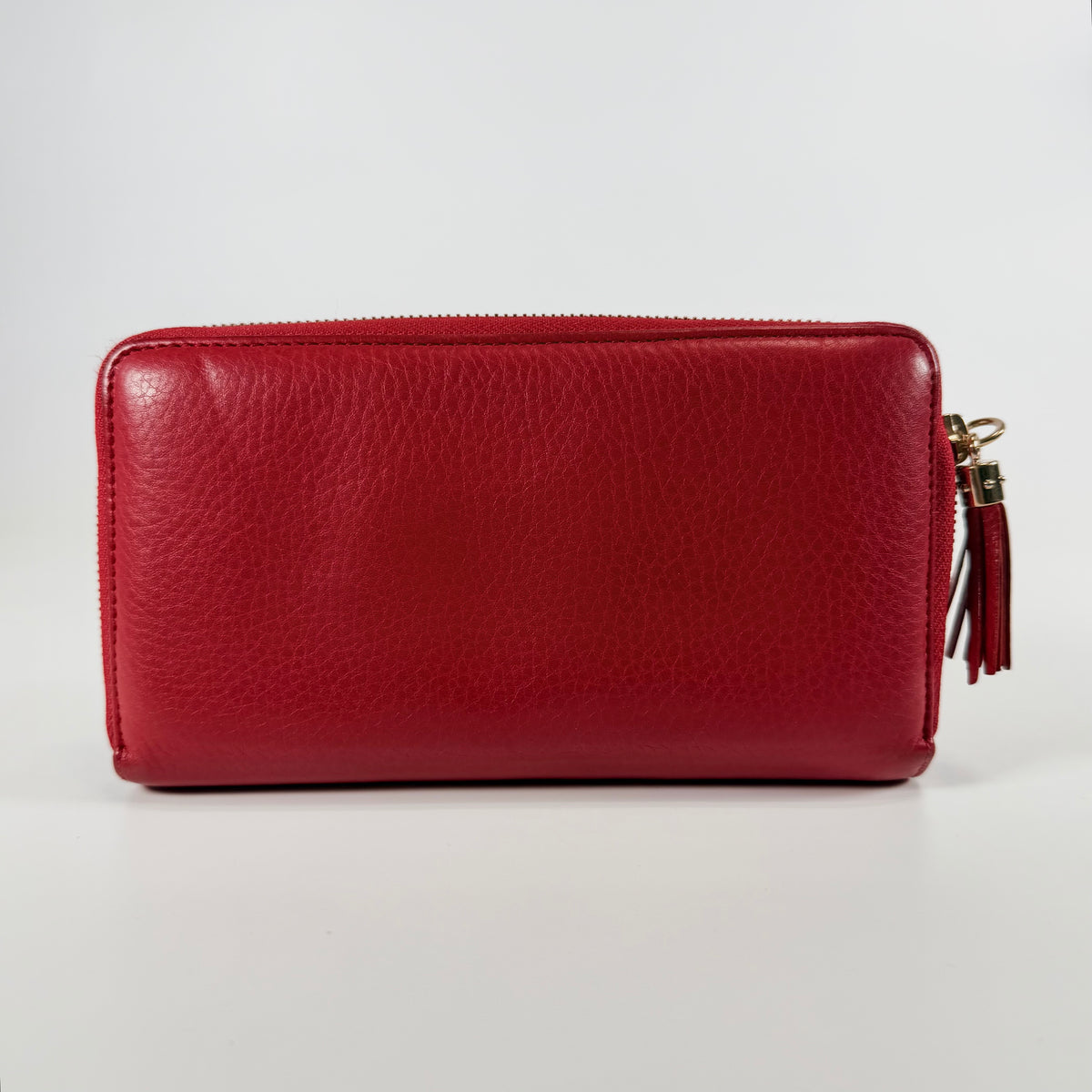 2607 secondhand GUCCI Soho 308280 leather Round Zip Wallet Red