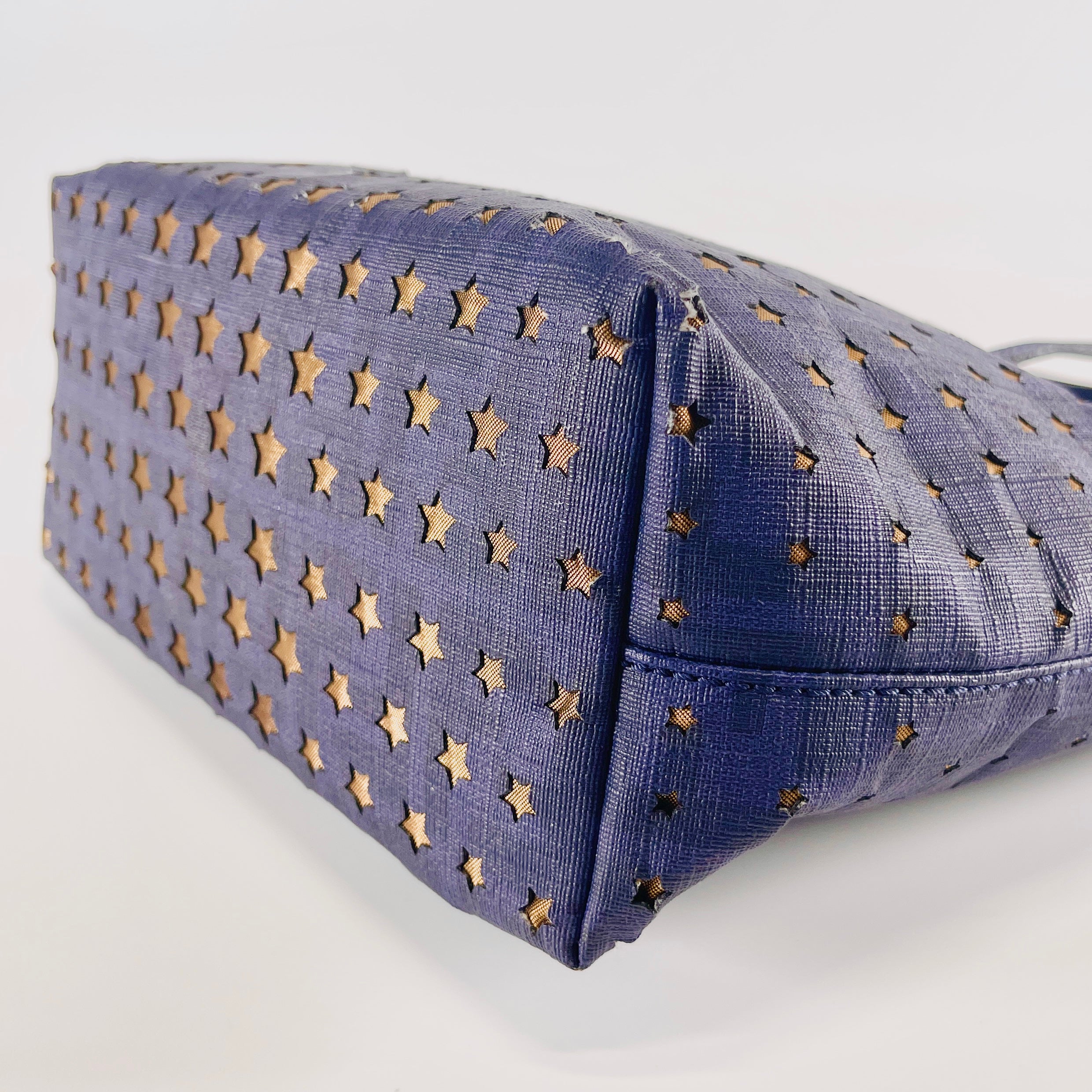 2603 secondhand FENDI leather hand bag Navy 8BH223