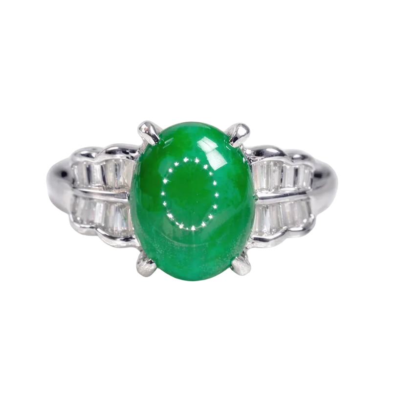 2605 secondhand Pt850 ring jade 2.65/D0.38ct 　6.3g　#9