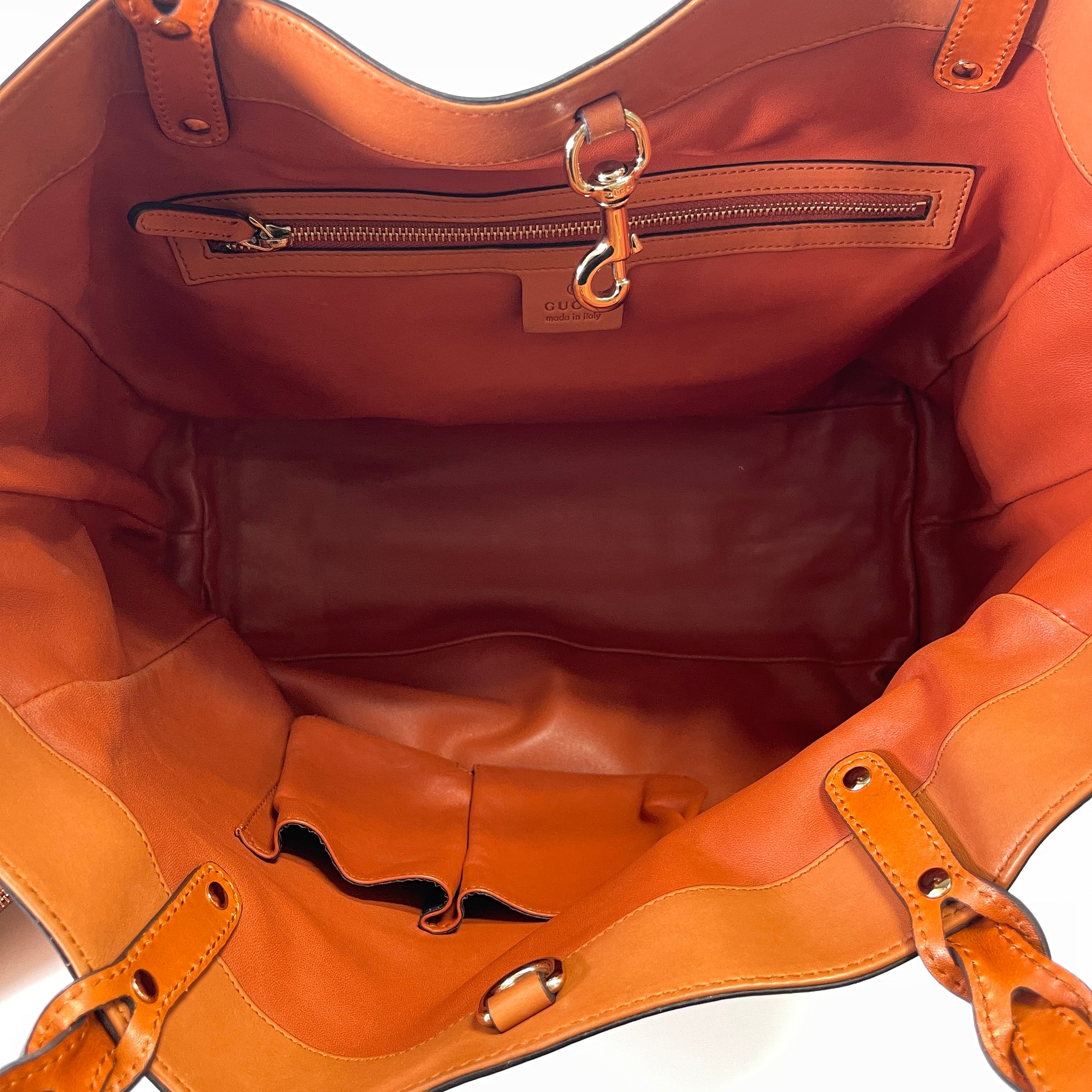 2605 secondhand GUCCI leather Tote Bag orange pouch card