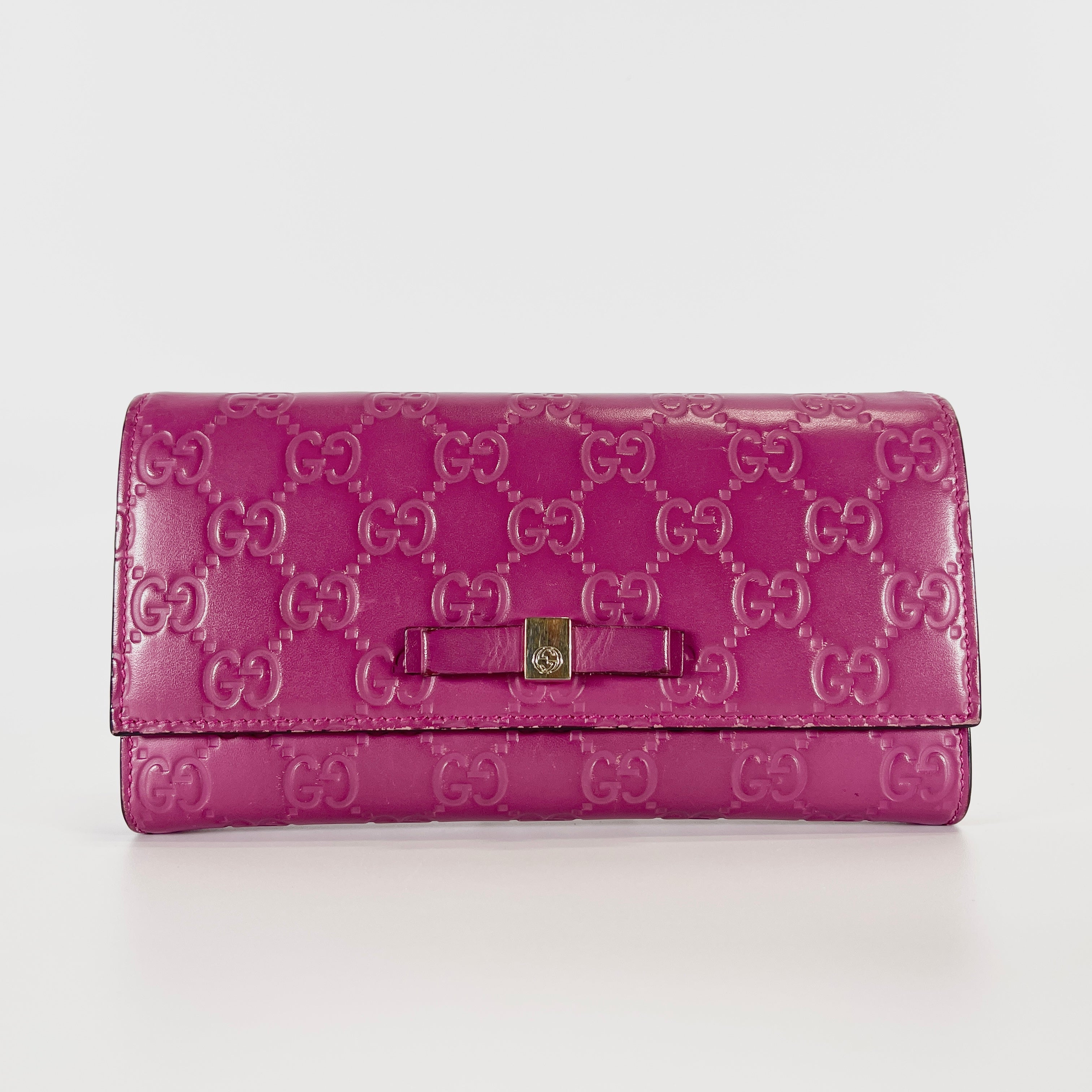 2605 secondhand GUCCI Guccissima ribbon Bifold Long wallet