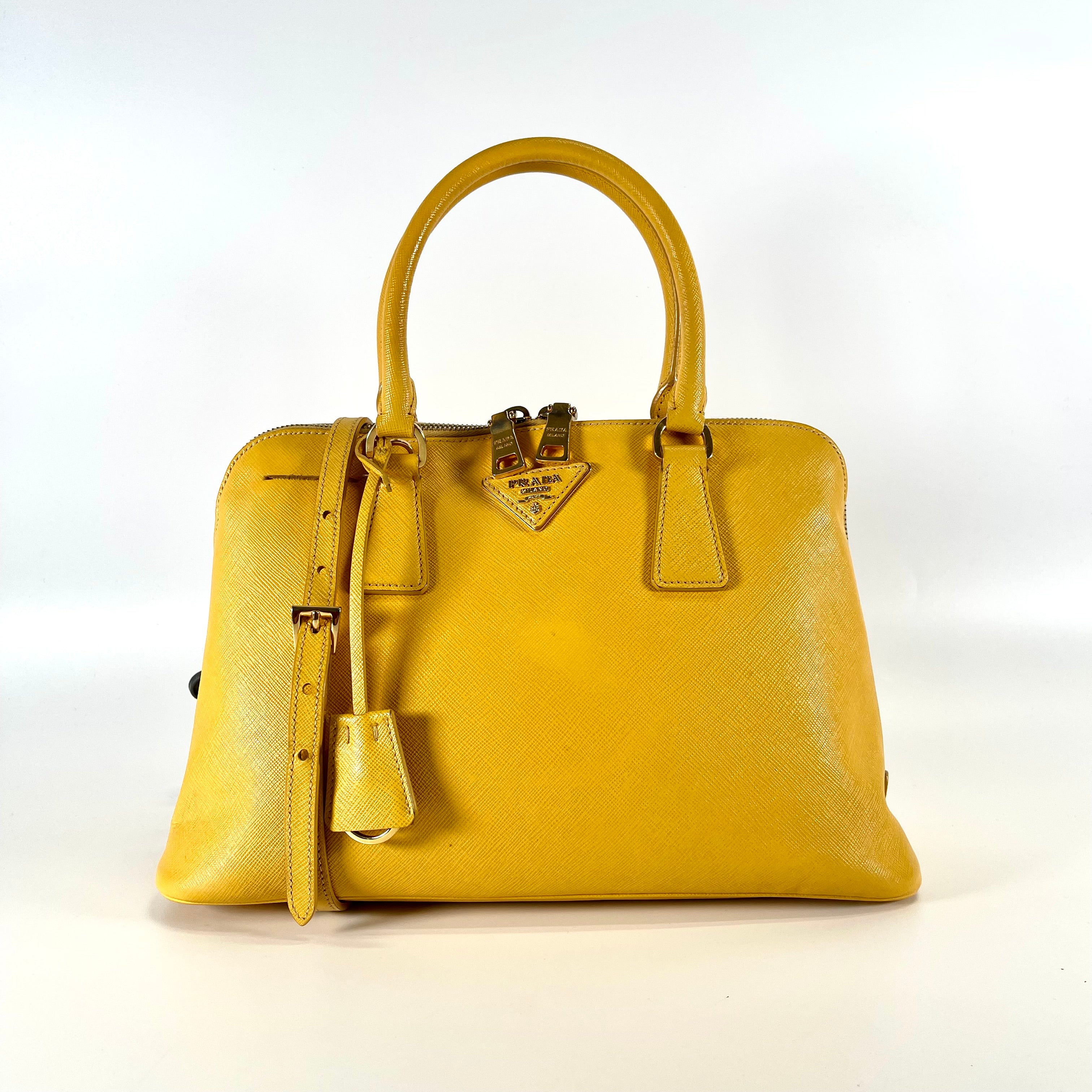 2601 PRADA 2WAY bag Yellow leather