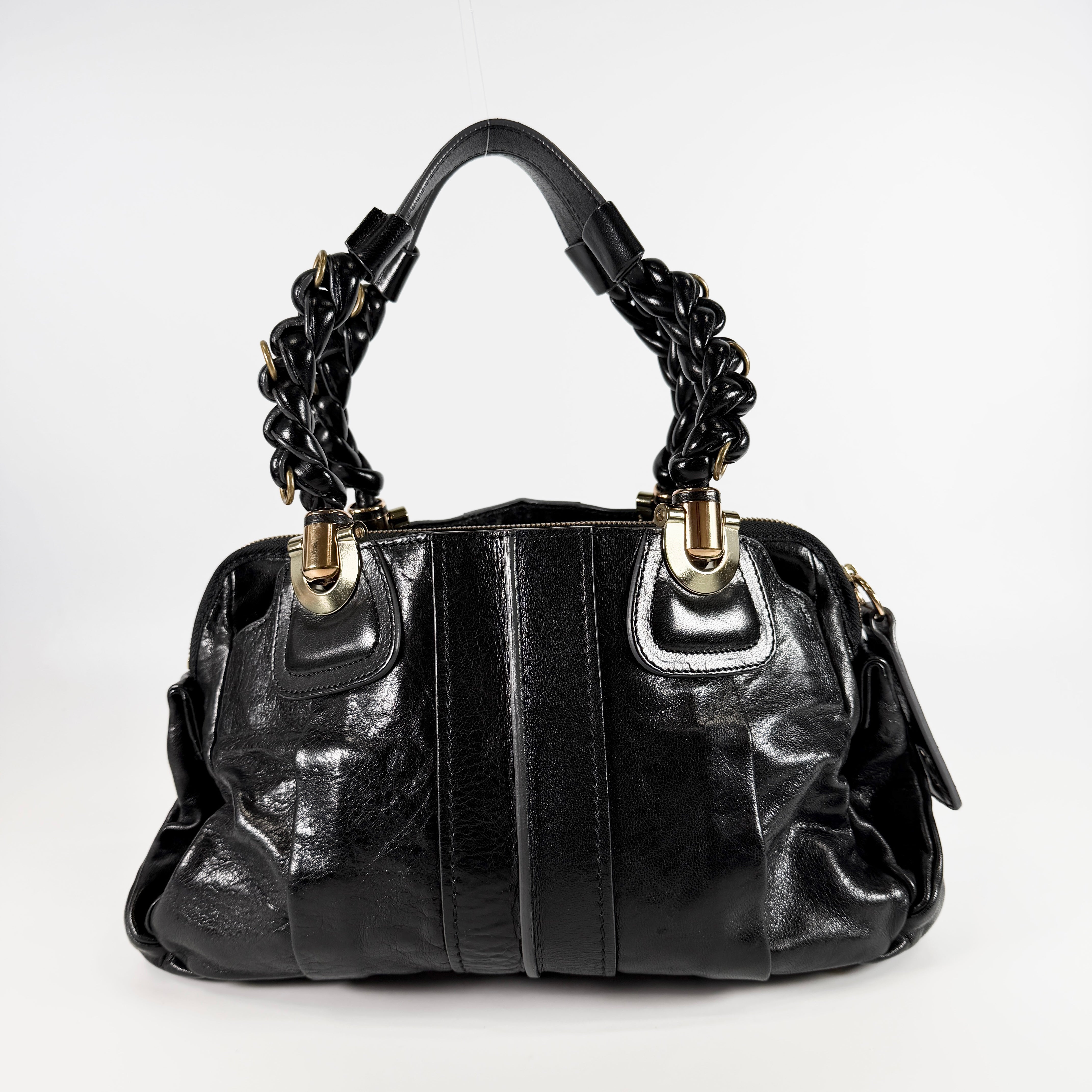 2606 secondhand Chloe Roy leather hand bag black