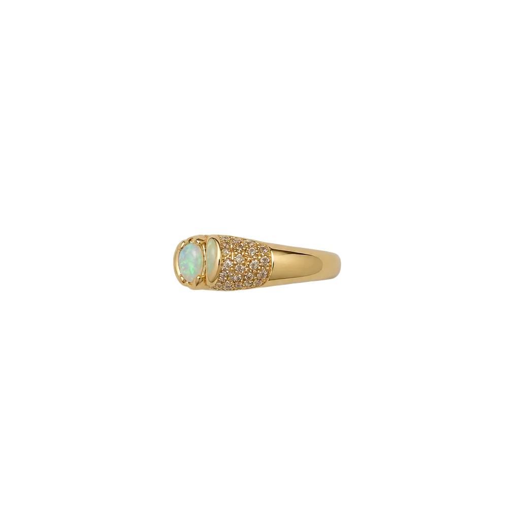 2607 secondhand ring K18YG 12.5 opal Diamond Total 7.5g