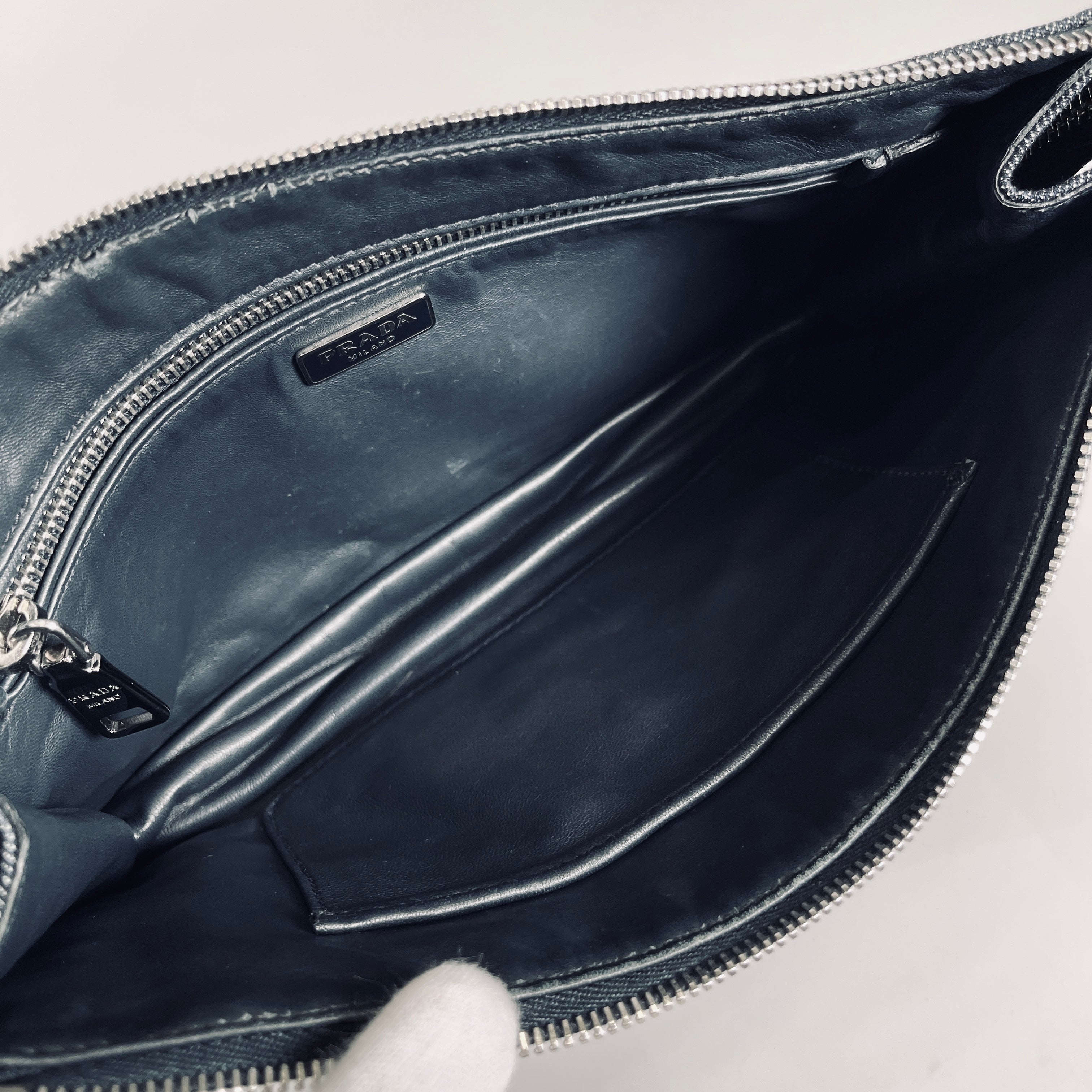 2606 secondhand PRADA denim Clutch Bag