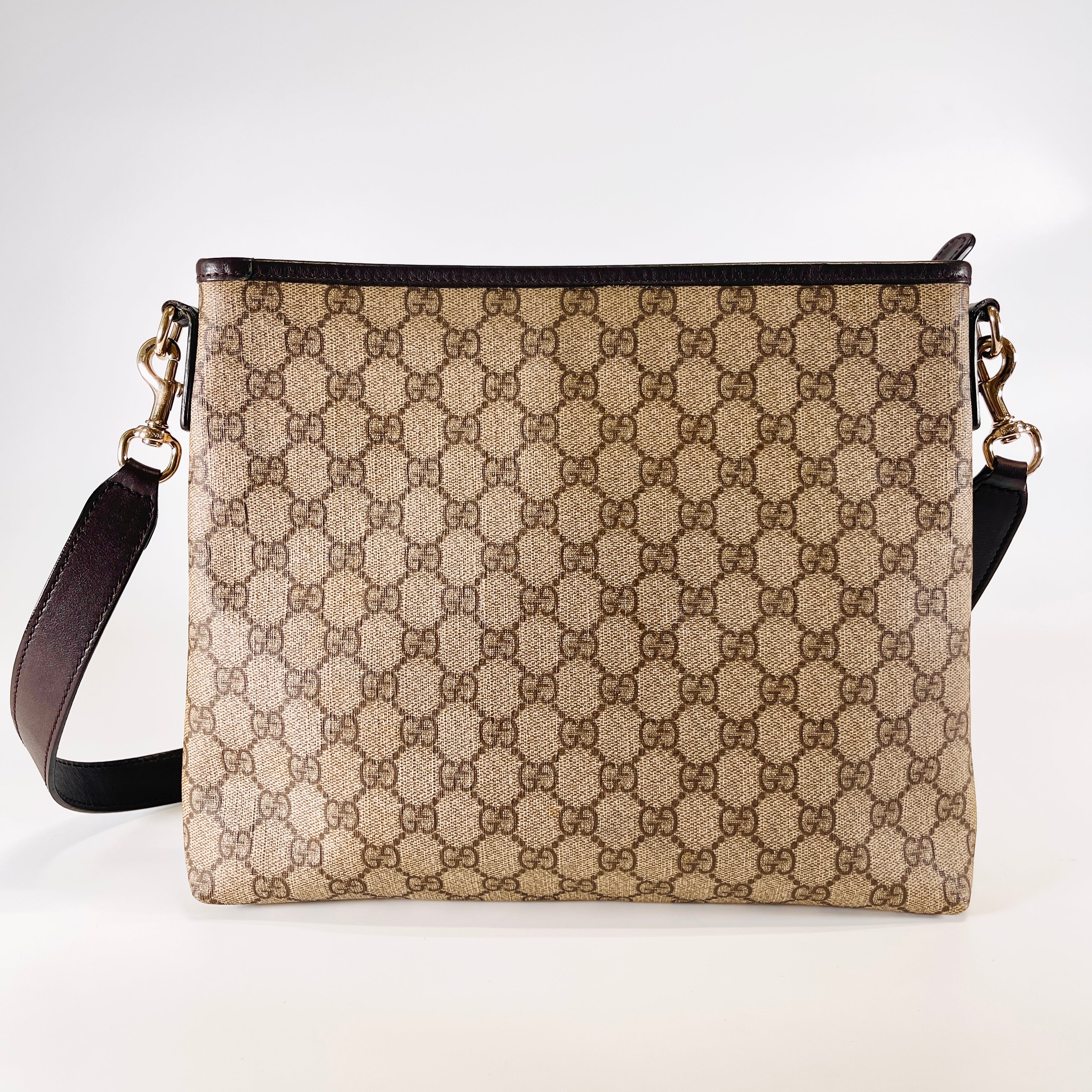 2608 secondhand GUCCI GG canvas canvas × leather Shoulder bag beige Brown 388926 Outlet mark