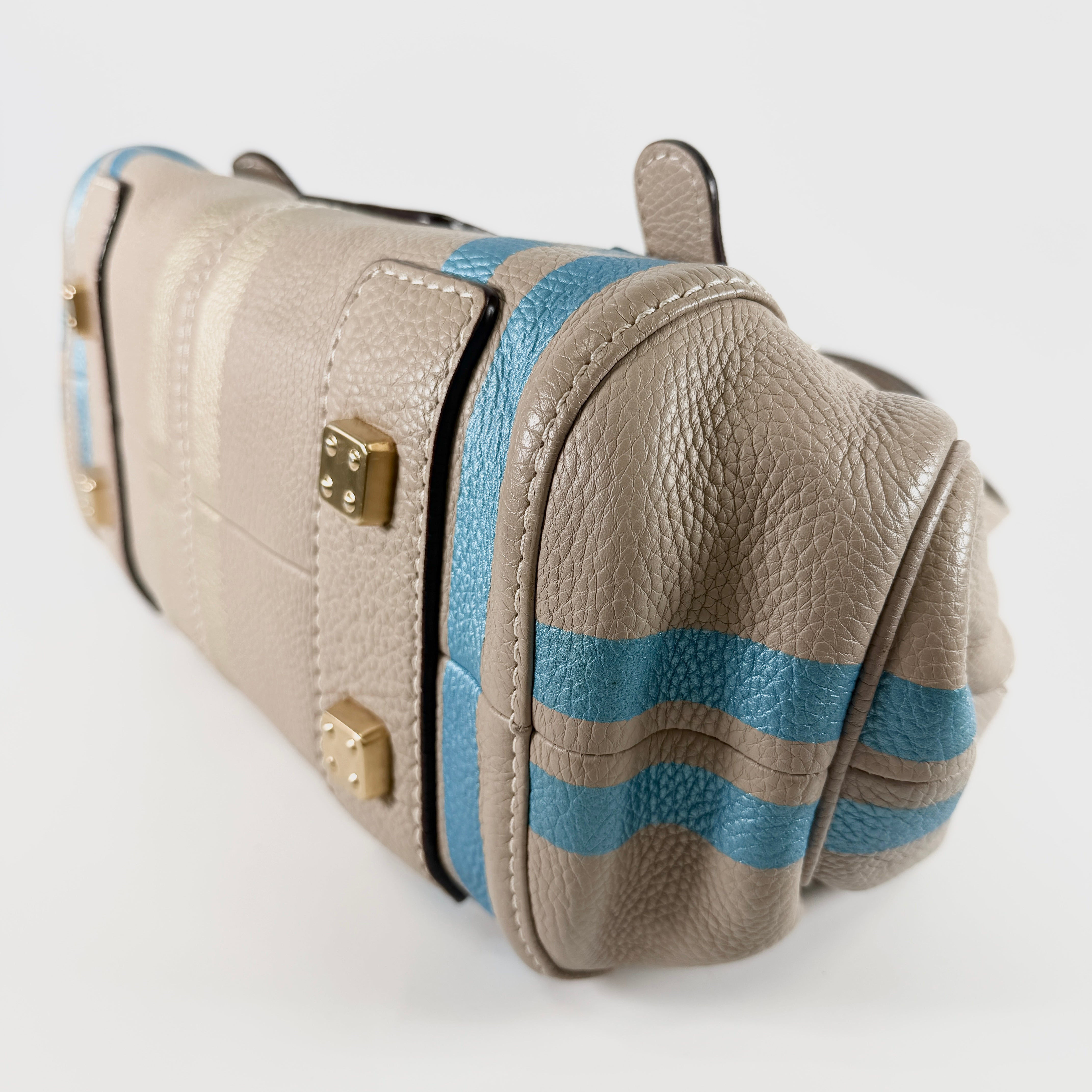 2606 secondhand LOEWE load bag leather Shoulder bag beige × blue