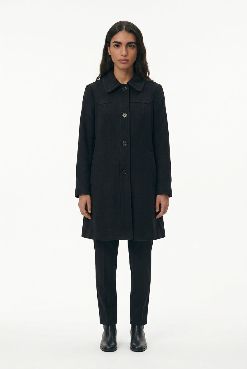 2606 secondhand VALENTINO coat TR3CAB5038S black pleats wool