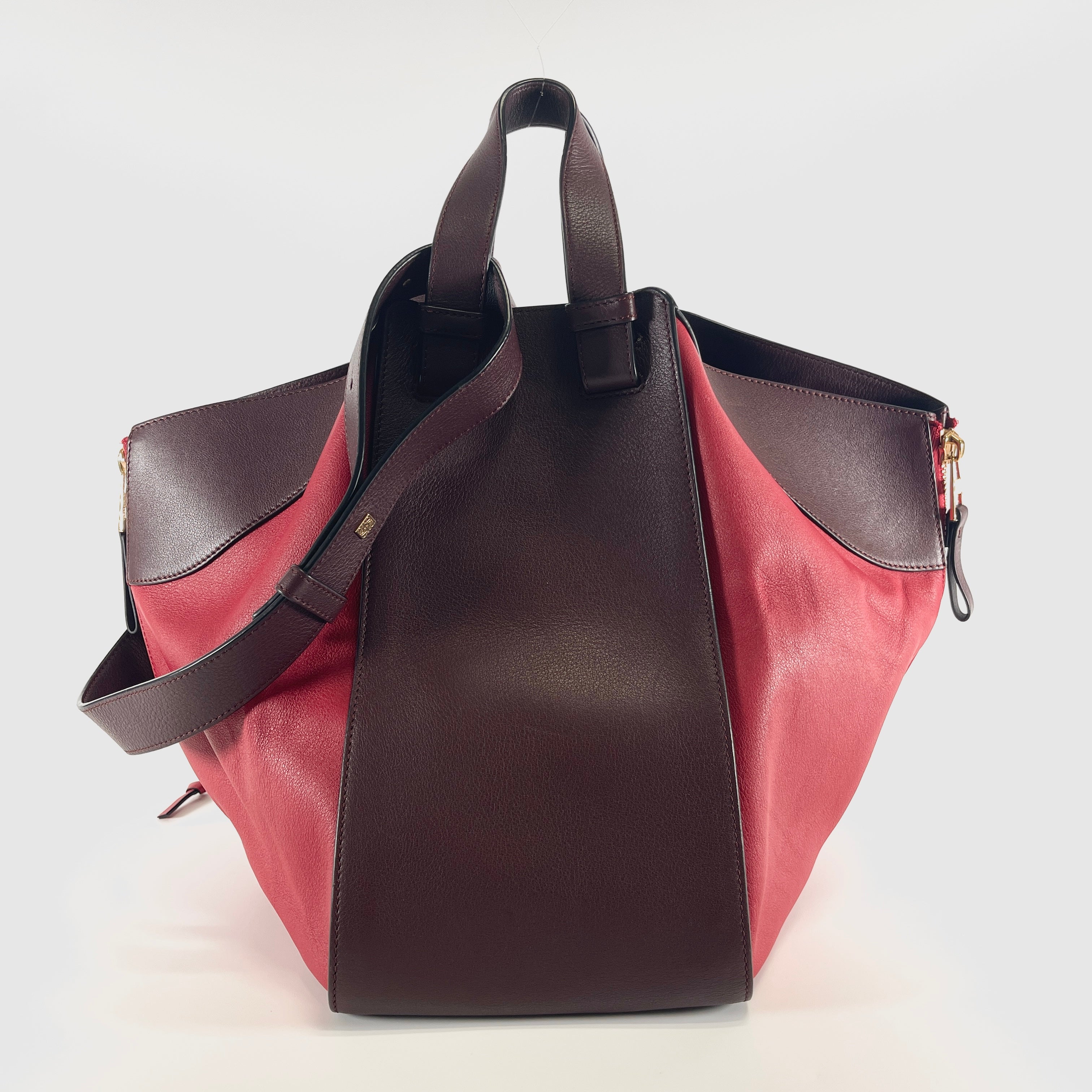 2606 secondhand LOEWE hammock Large leather 2WAY hand bag Bordeaux × Red