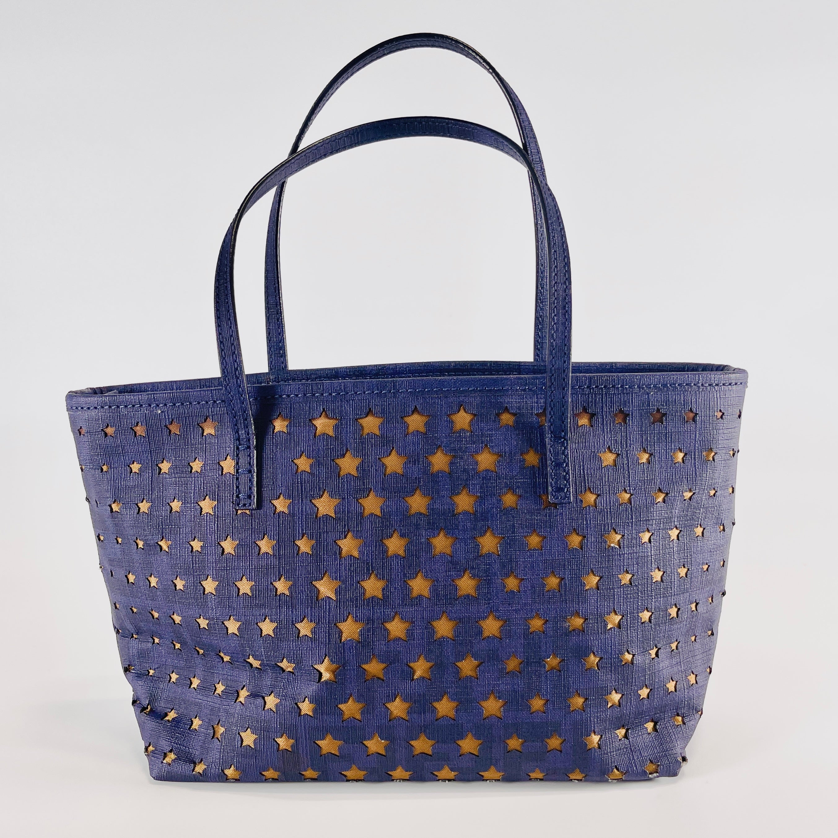 2603 secondhand FENDI leather hand bag Navy 8BH223