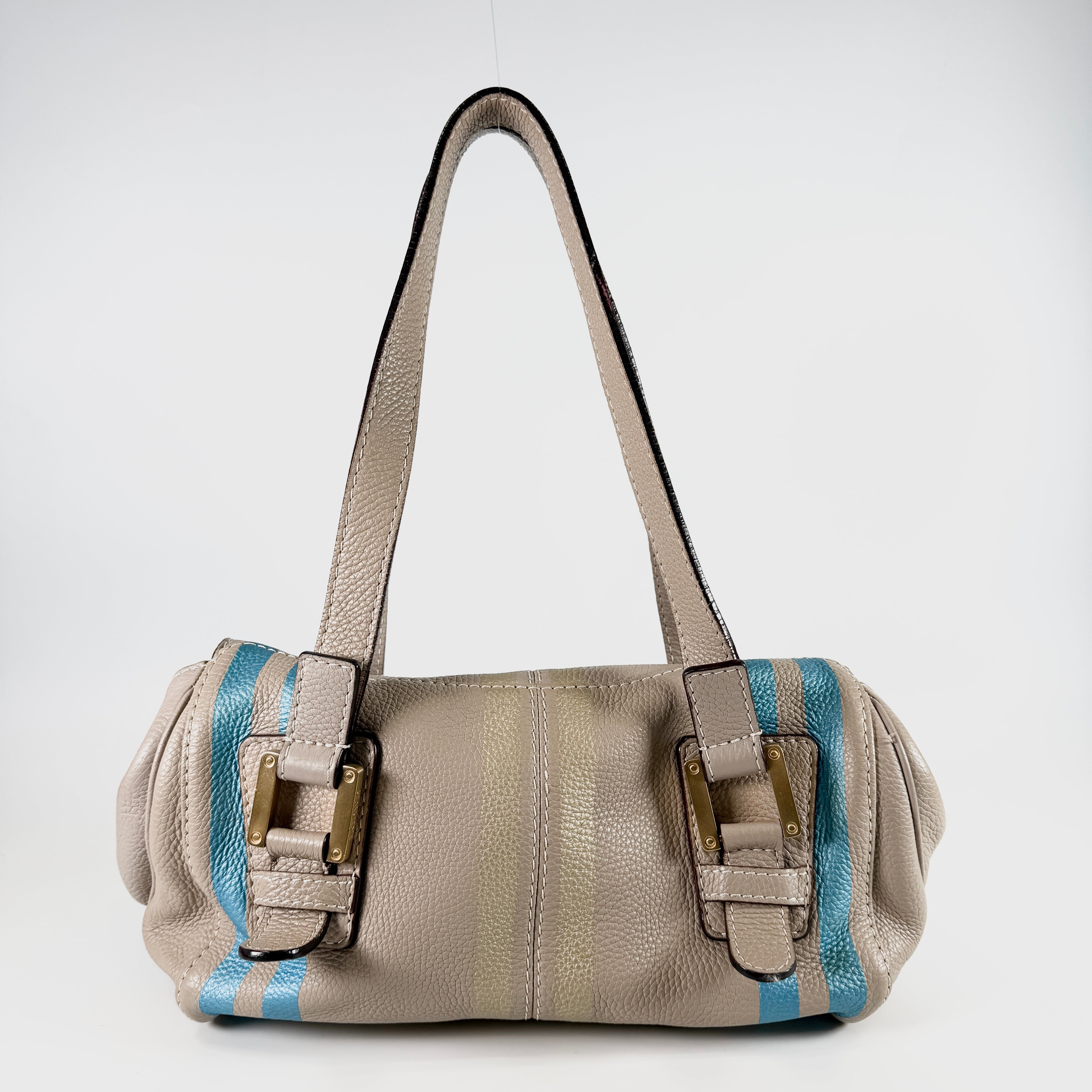 2606 secondhand LOEWE load bag leather Shoulder bag beige × blue