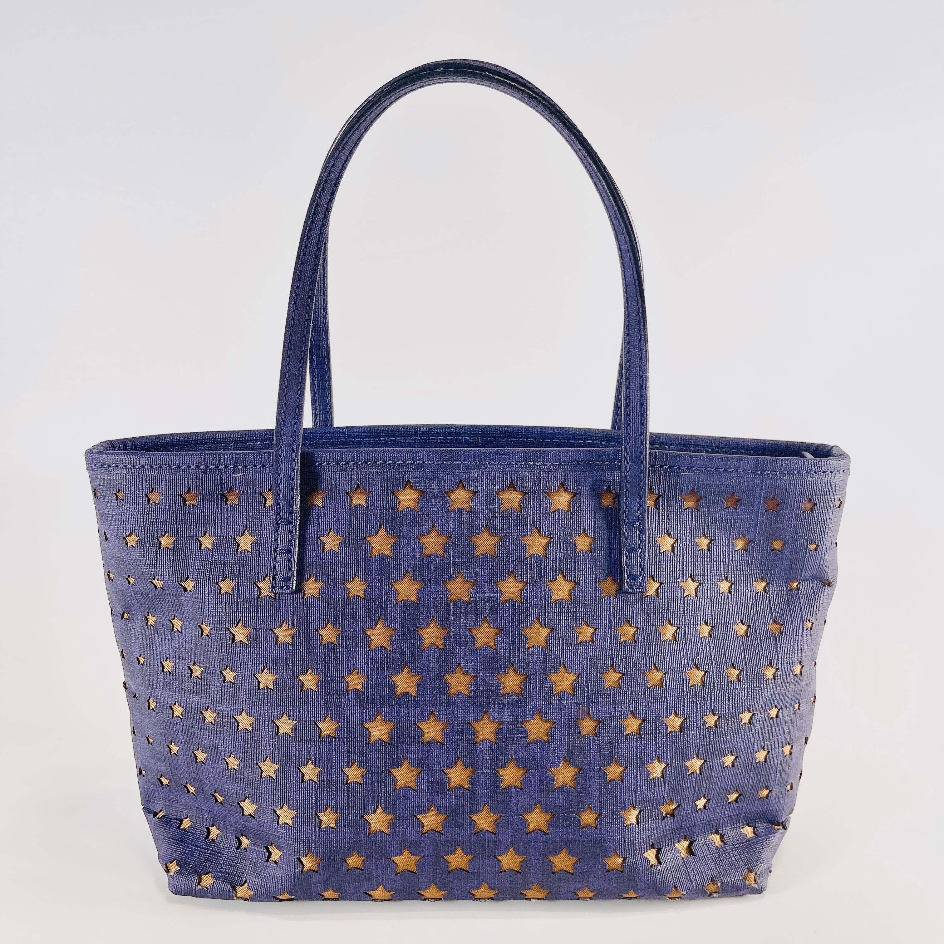 2603 secondhand FENDI leather hand bag Navy 8BH223
