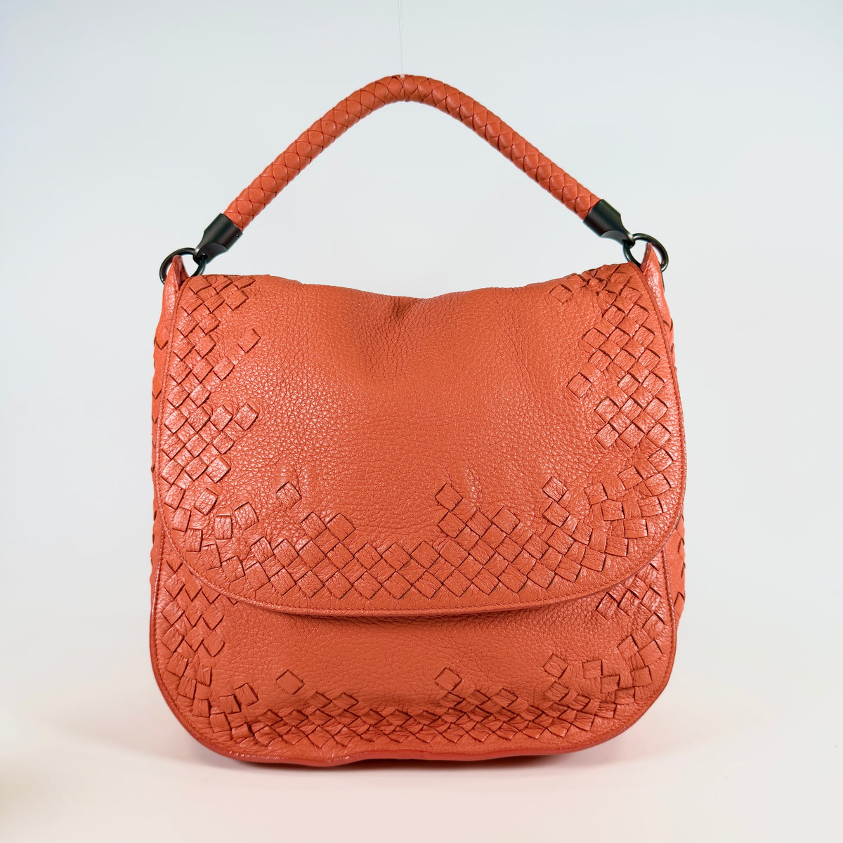 2607 secondhand BOTTEGA VENETA Intrecciato One shoulder leather / orange