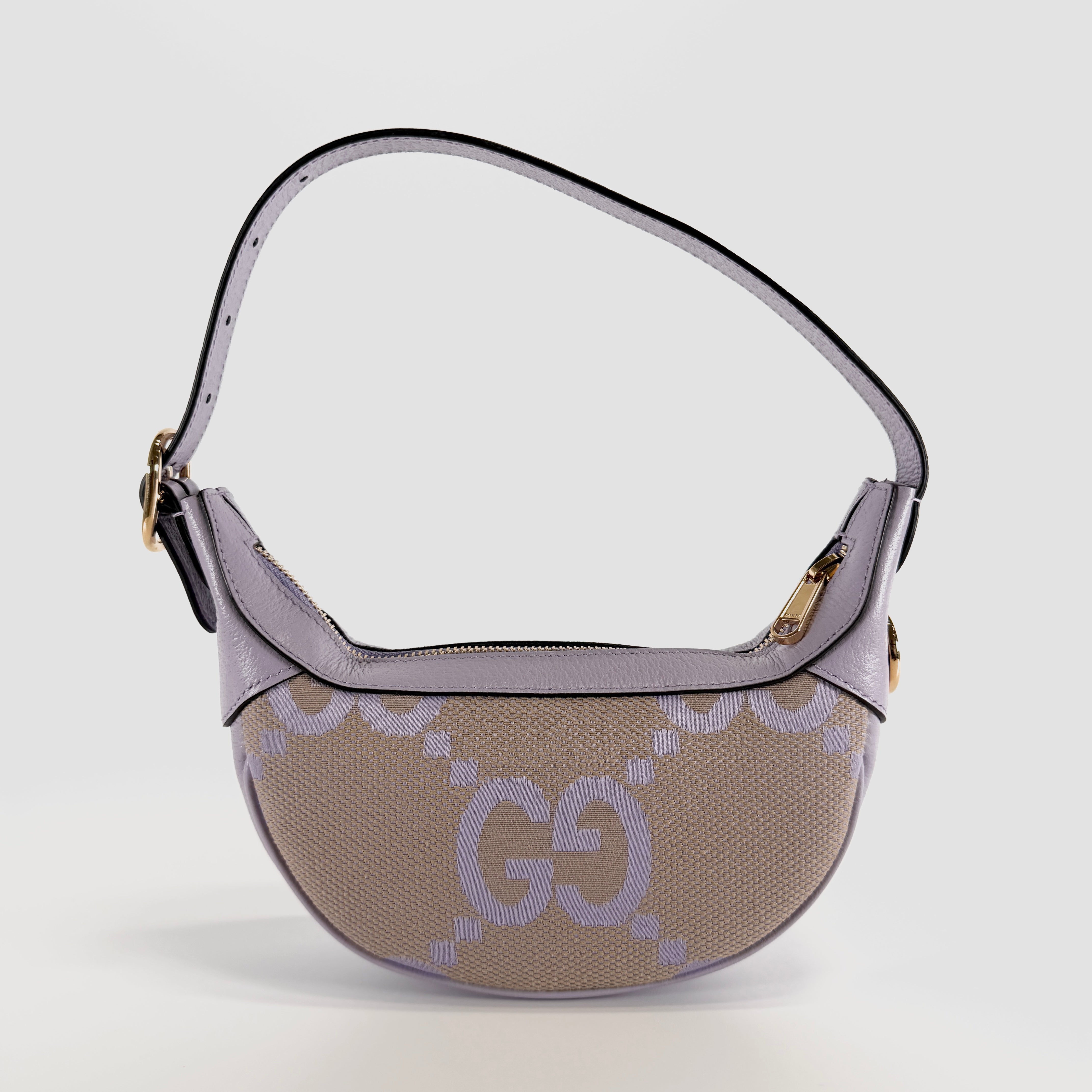 2605 secondhand GUCCI jumbo GG mini back canvas purple box drawstring dust bag
