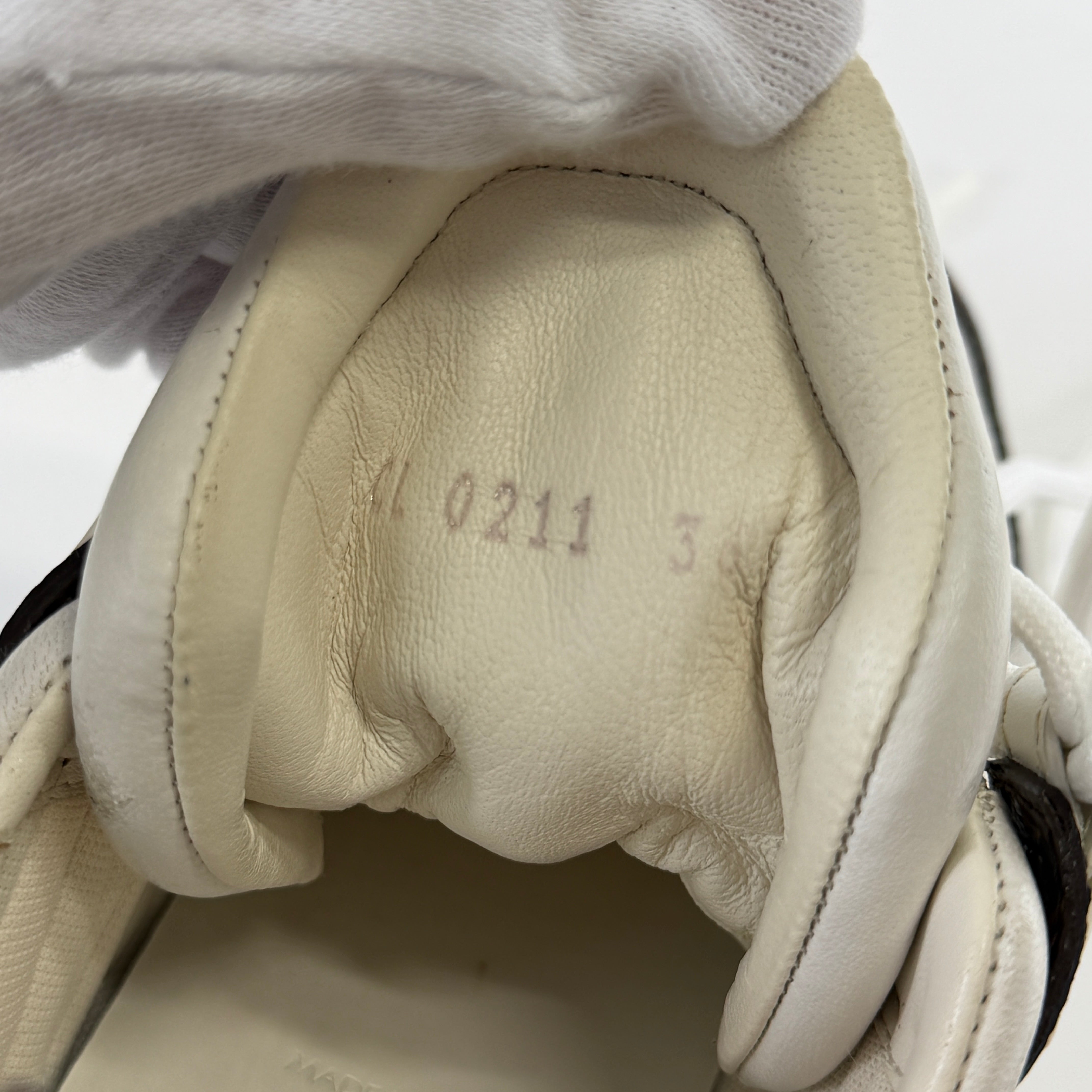 2607 secondhand LV Light line 21 year leather × fabric sneakers 36 Women's Brown white CL0211 Monogram mesh