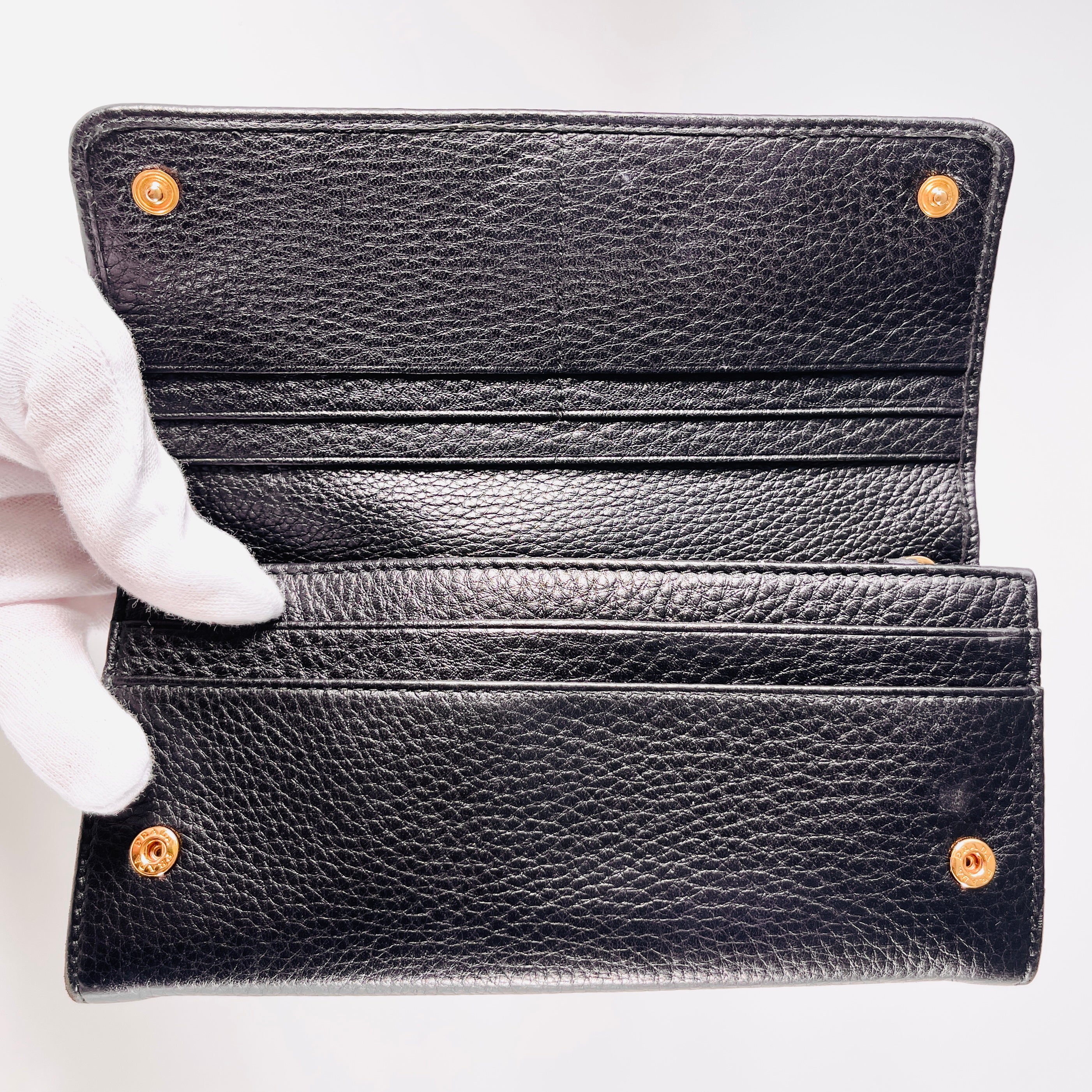 2605 secondhand PRADA 1MH132 leather Long Wallet black