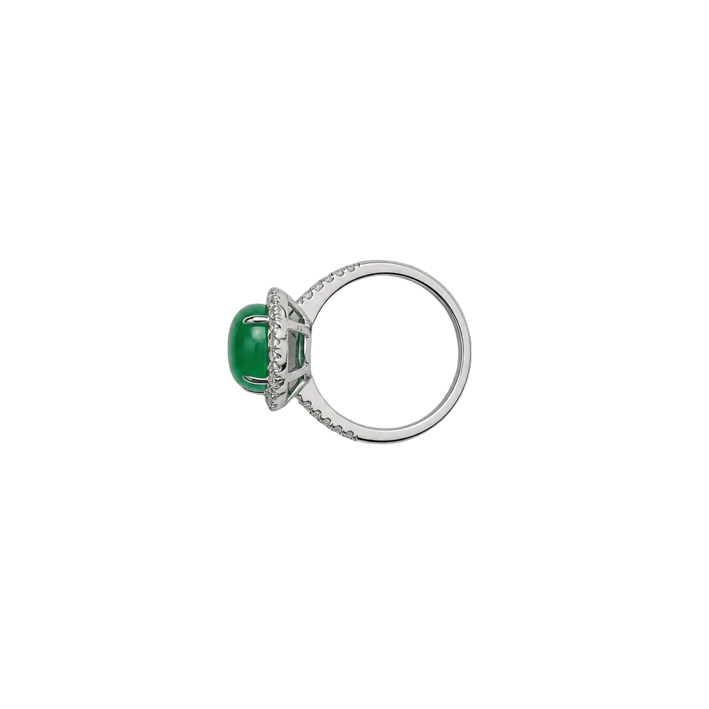 2607 secondhand Pt900 ring Jade 5.093/ D0.58ct Total 6.9g
