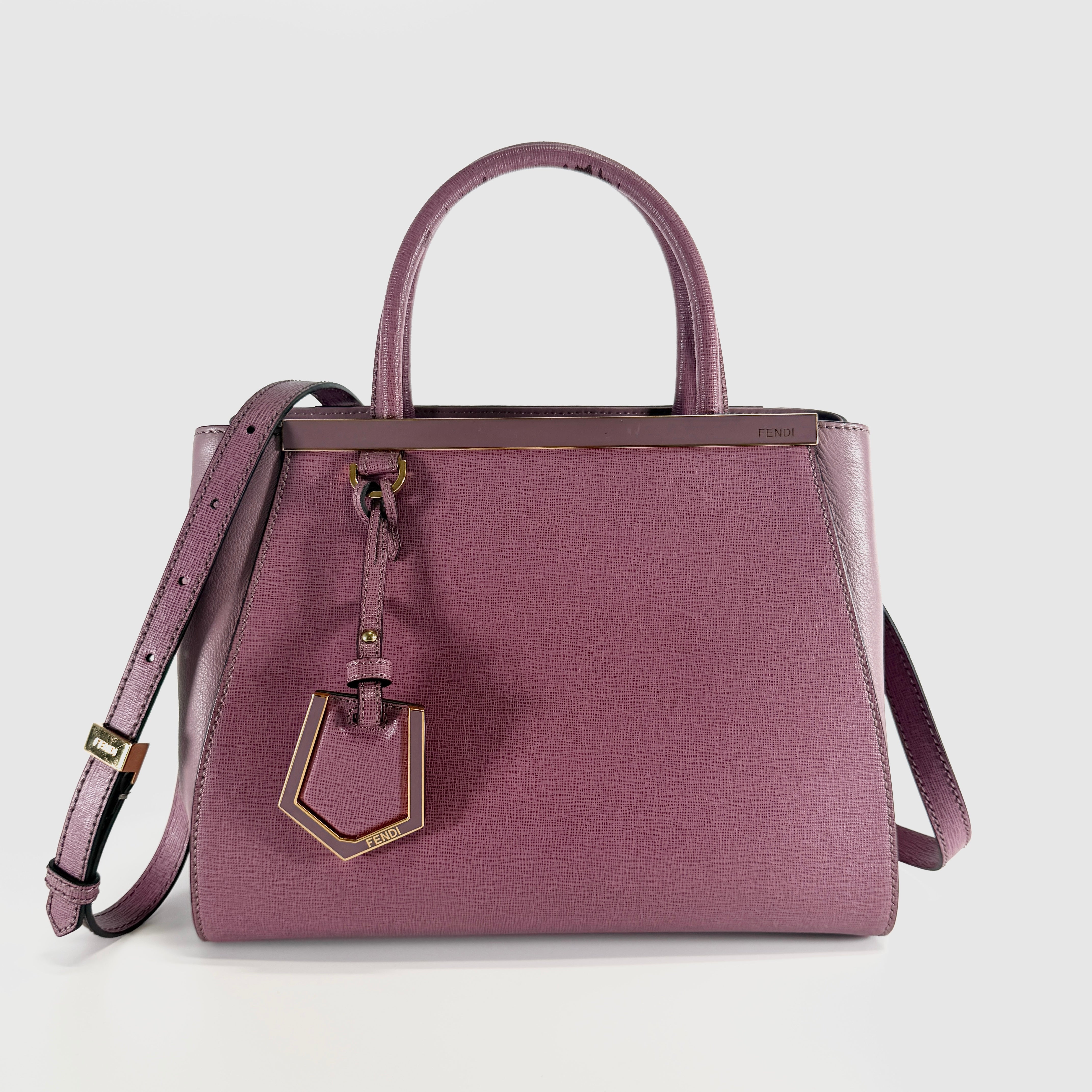 2605 secondhand FENDI Petit Twojours leather 2WAY hand bag purple 8BH253