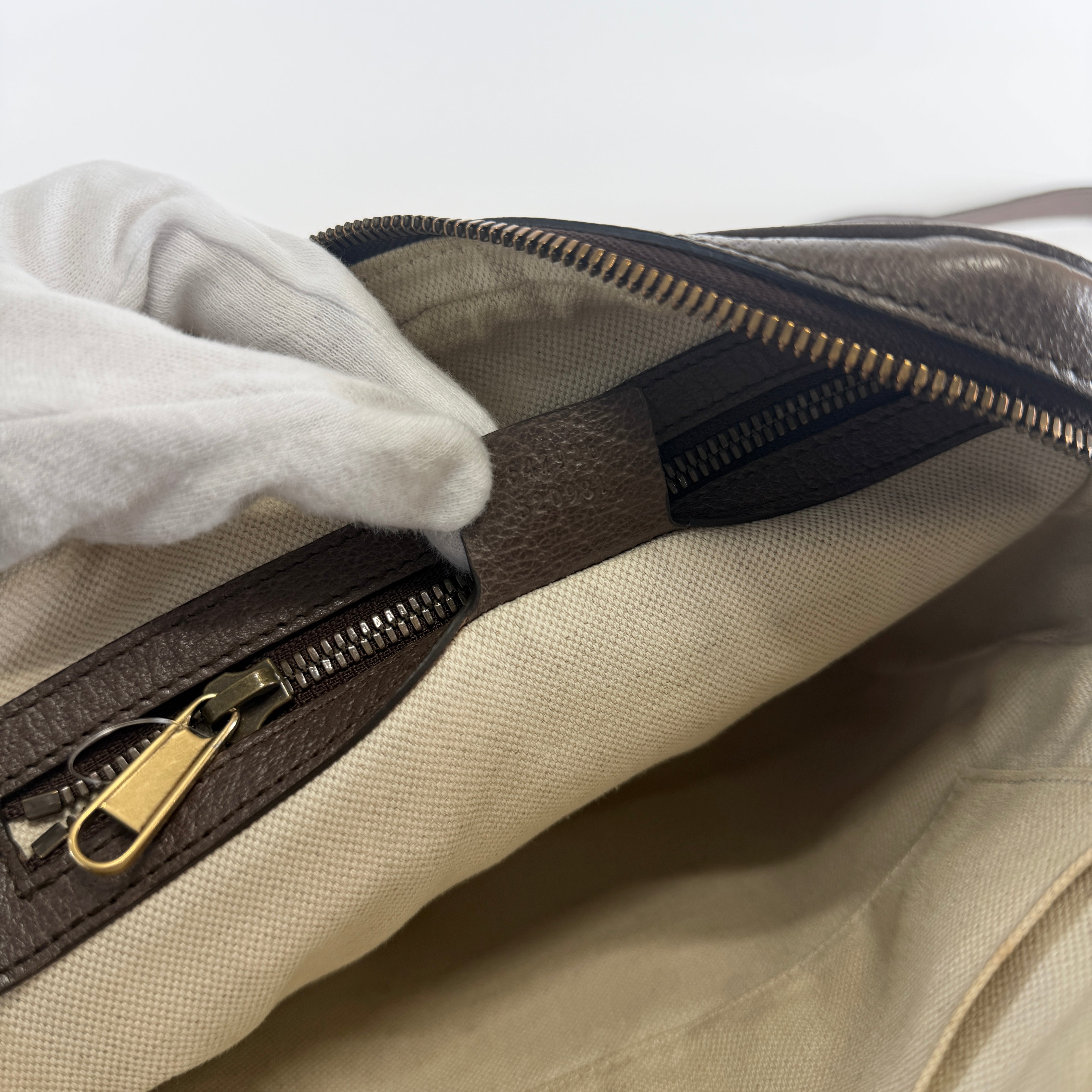 2607 secondhand GUCCI GG Supreme Ophidia PVC× leather Shoulder bag beige × Brown 547926