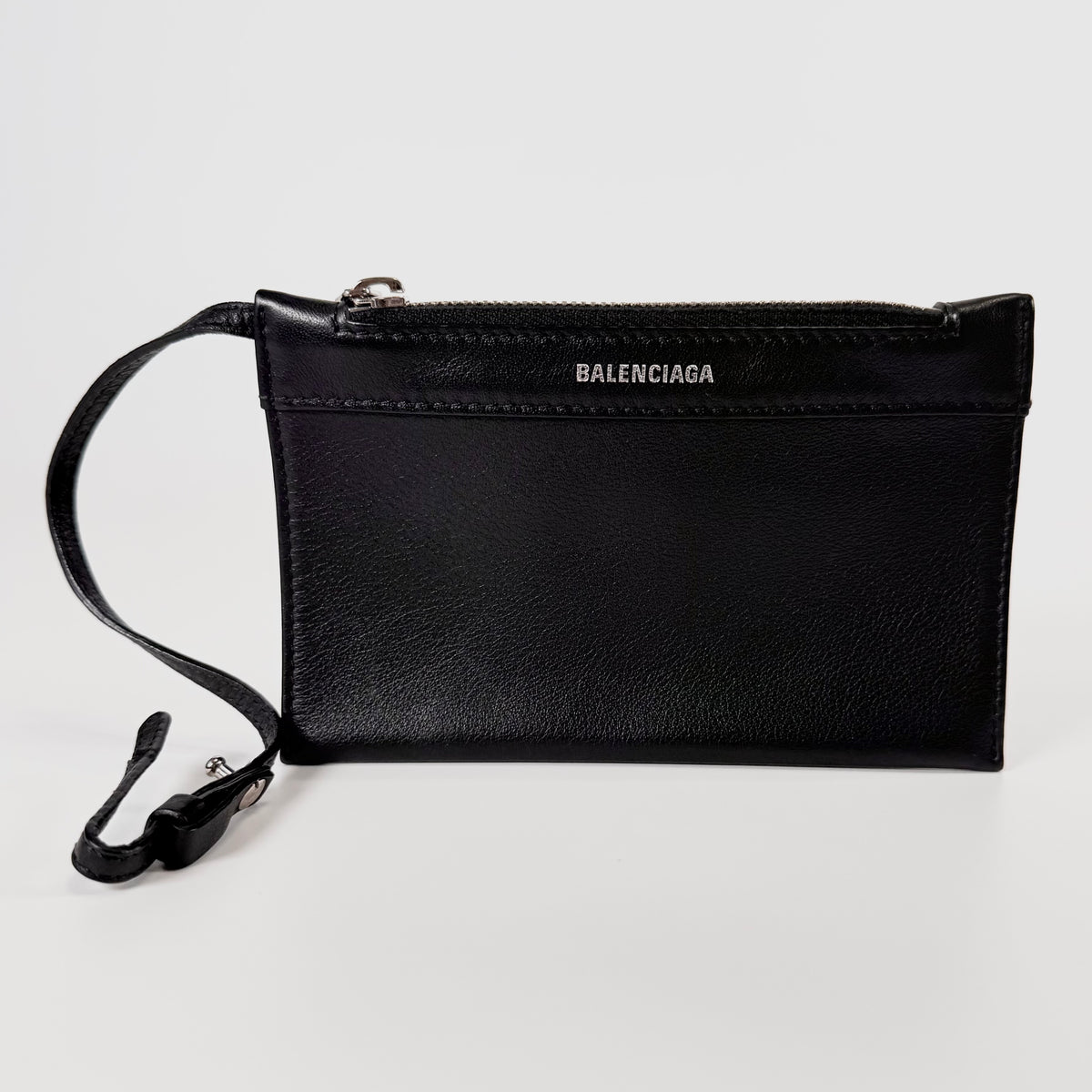 2608 secondhand BALENCIAGA 390346 leather Navy Cabas