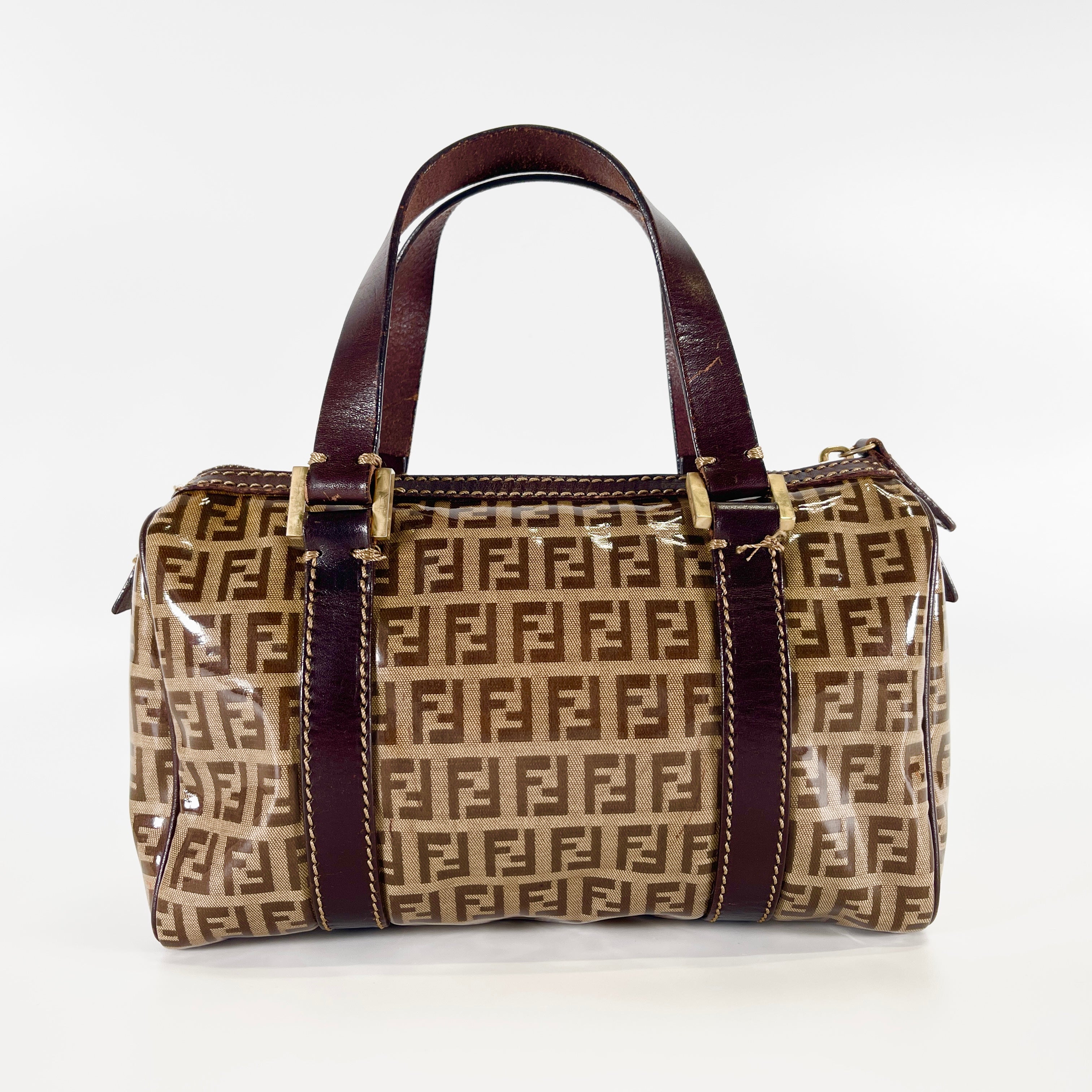 2605 secondhand FENDI Zucca mini Boston bag