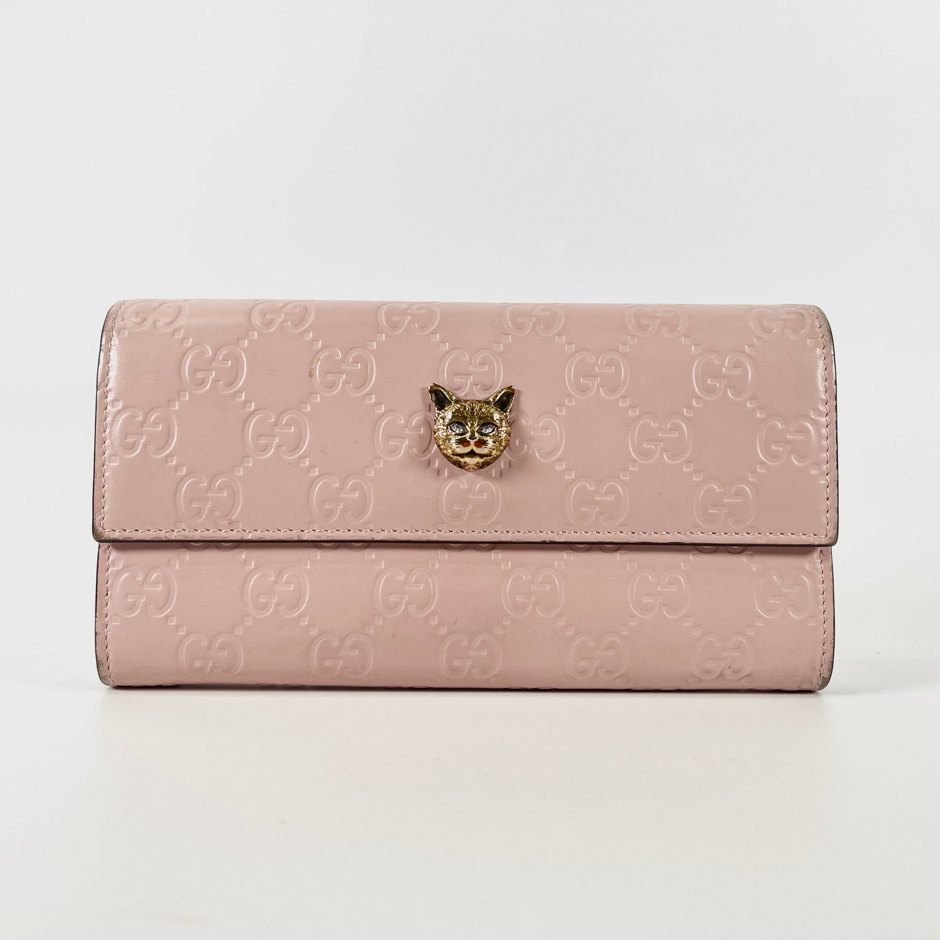 2602 secondhand GUCCI Guccissima Cat Long wallet