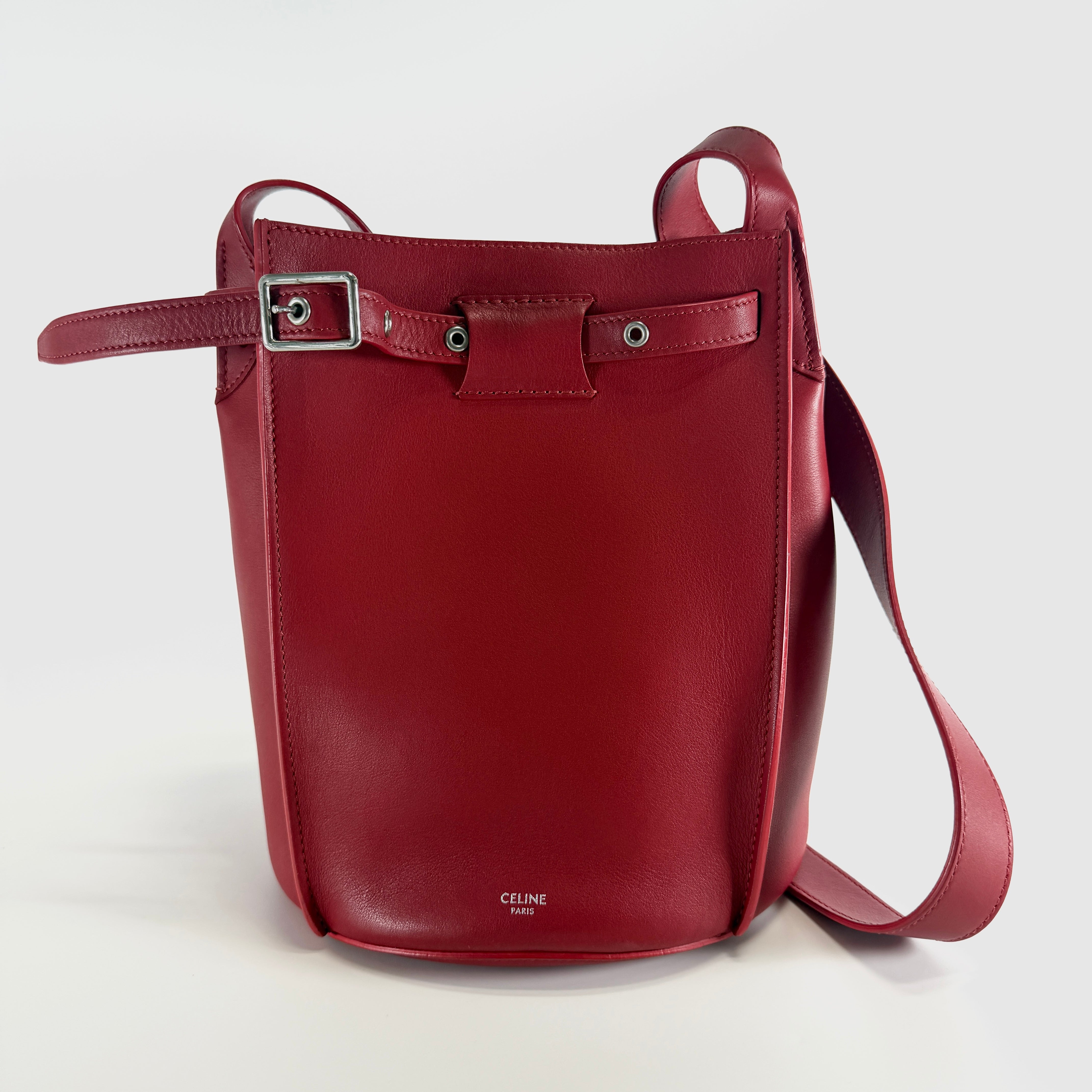 2607 secondhand CELINE big bag bucket leather Shoulder bag Red