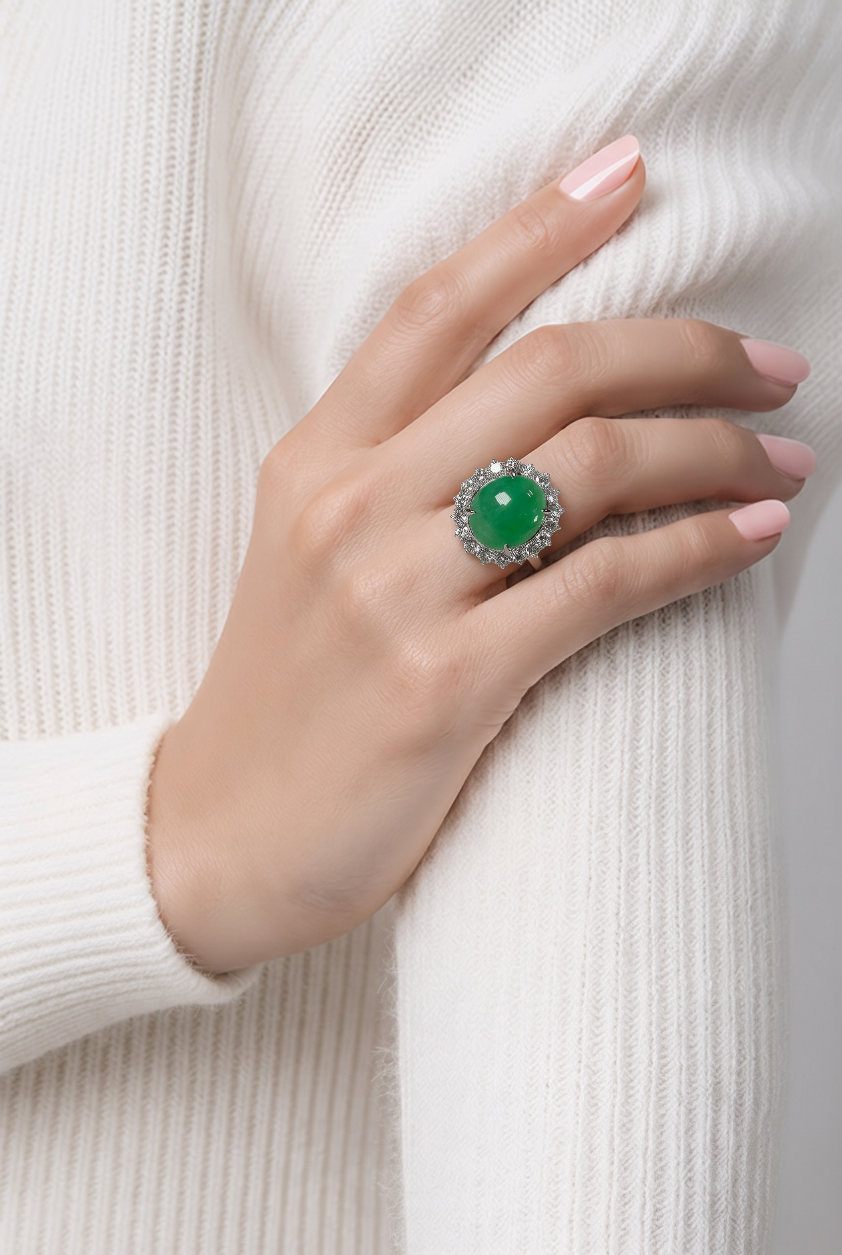 2607 secondhand Pt900 ring Jadeite 2.493ct D2.00ct Total 13.5g