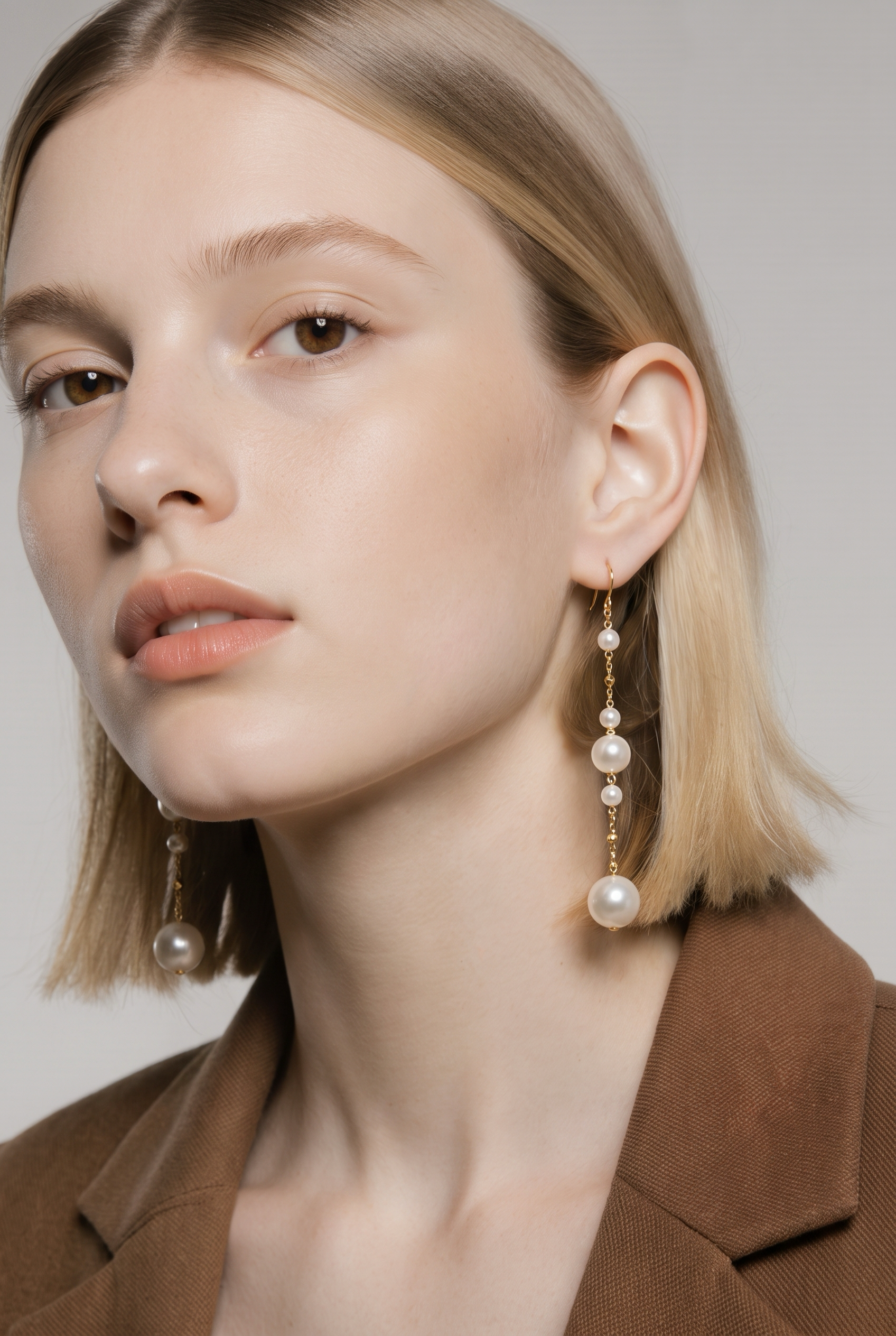 2608 secondhand K18 Akoya Pearl earrings 　3～7㎜