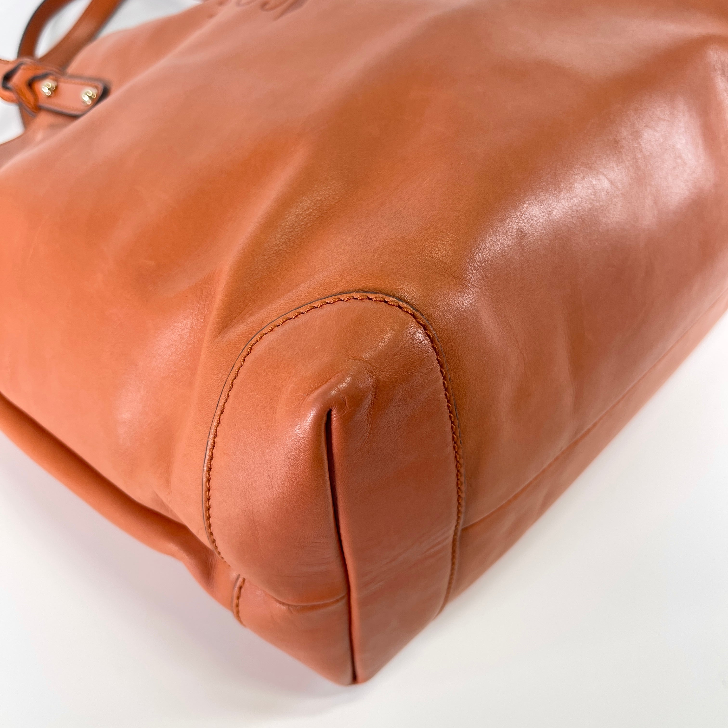 2605 secondhand GUCCI leather Tote Bag orange pouch card