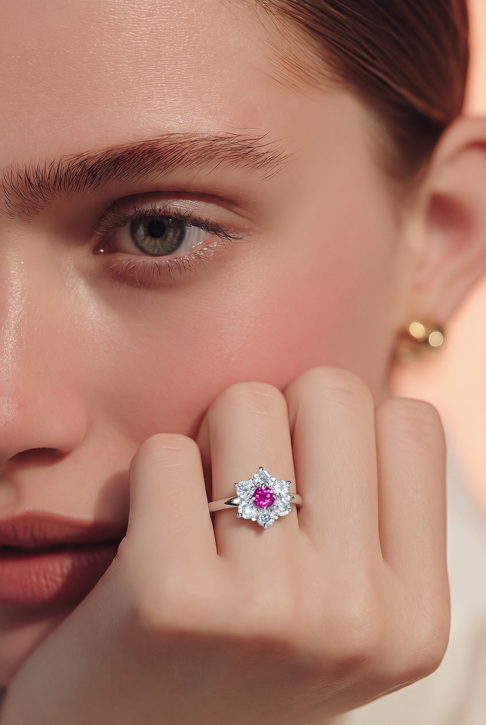 2605 secondhand Pt900 ring R0.24/D0.44ct 3.9g #12