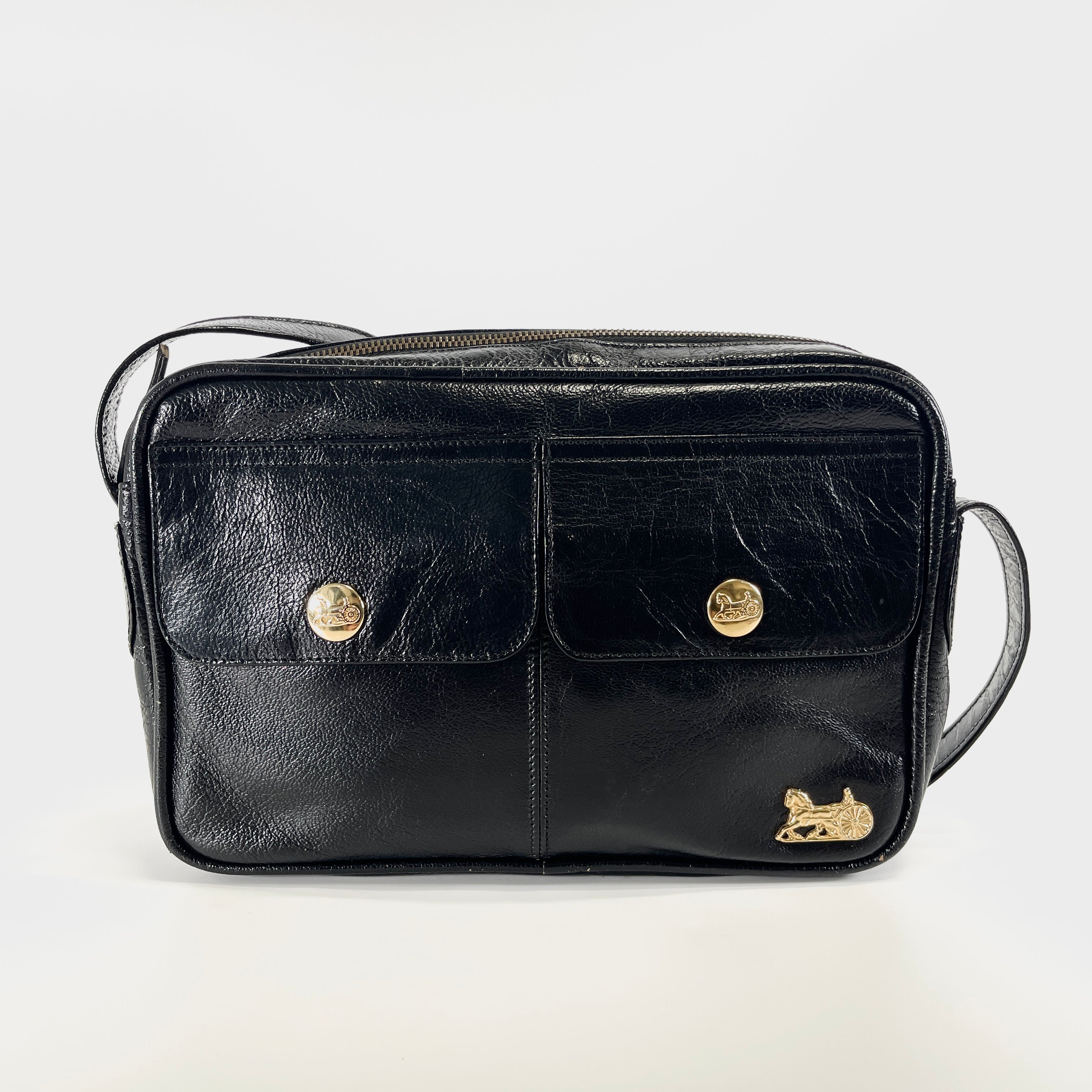2605 secondhand CELINE leather Shoulder bag black