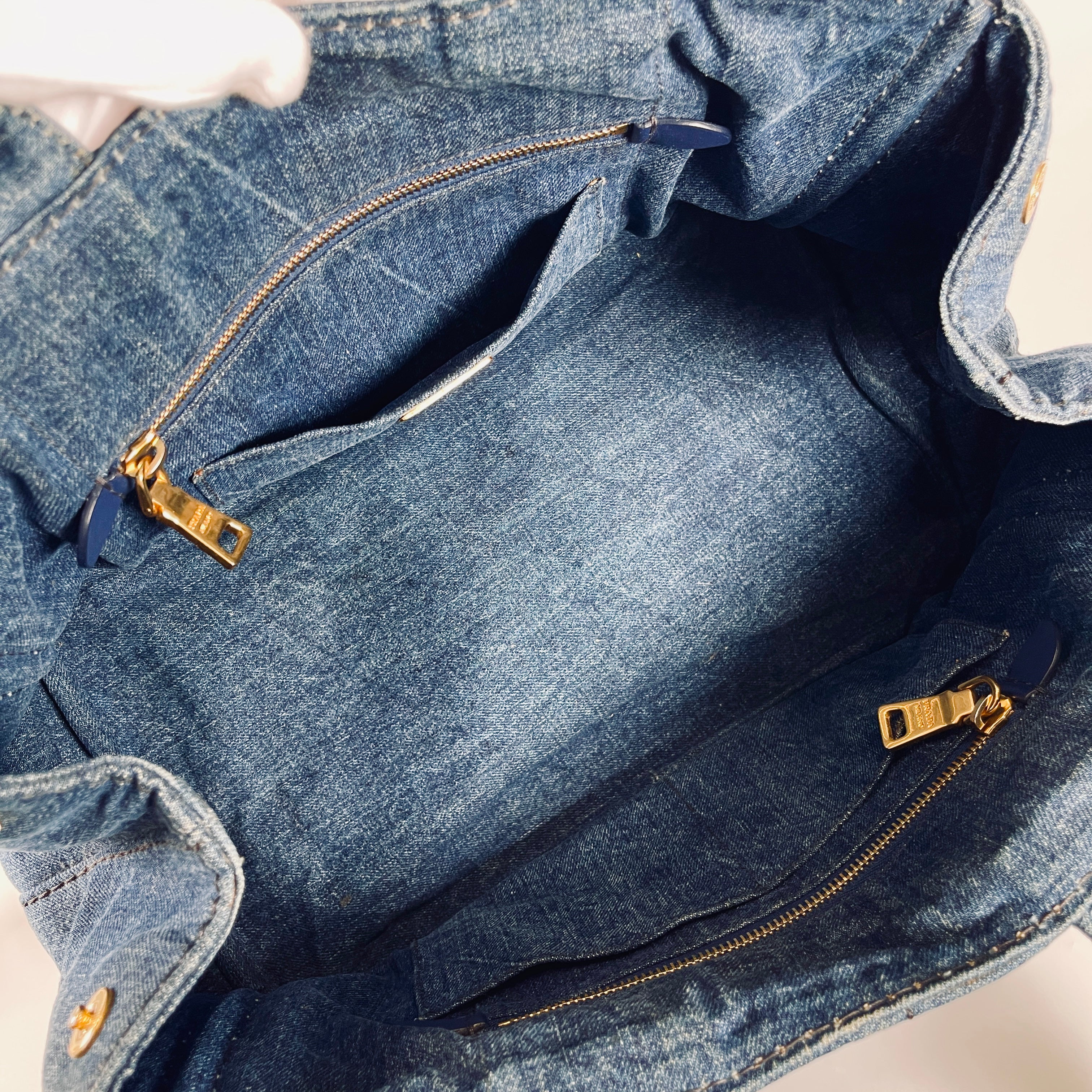 2605 secondhand PRADA B1877B Canapa denim Tote Bag