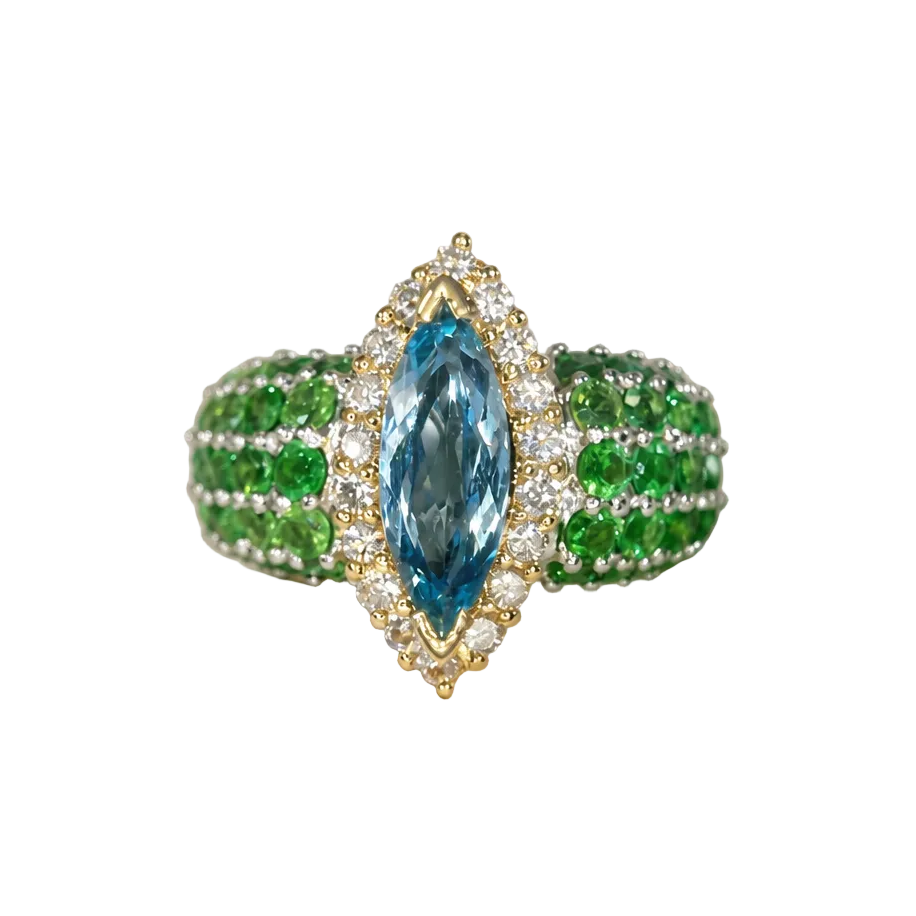 2606 secondhand Pt900/K18 AQ1.35ct/GG1.38ct/D0.45ct 16.2ｇ