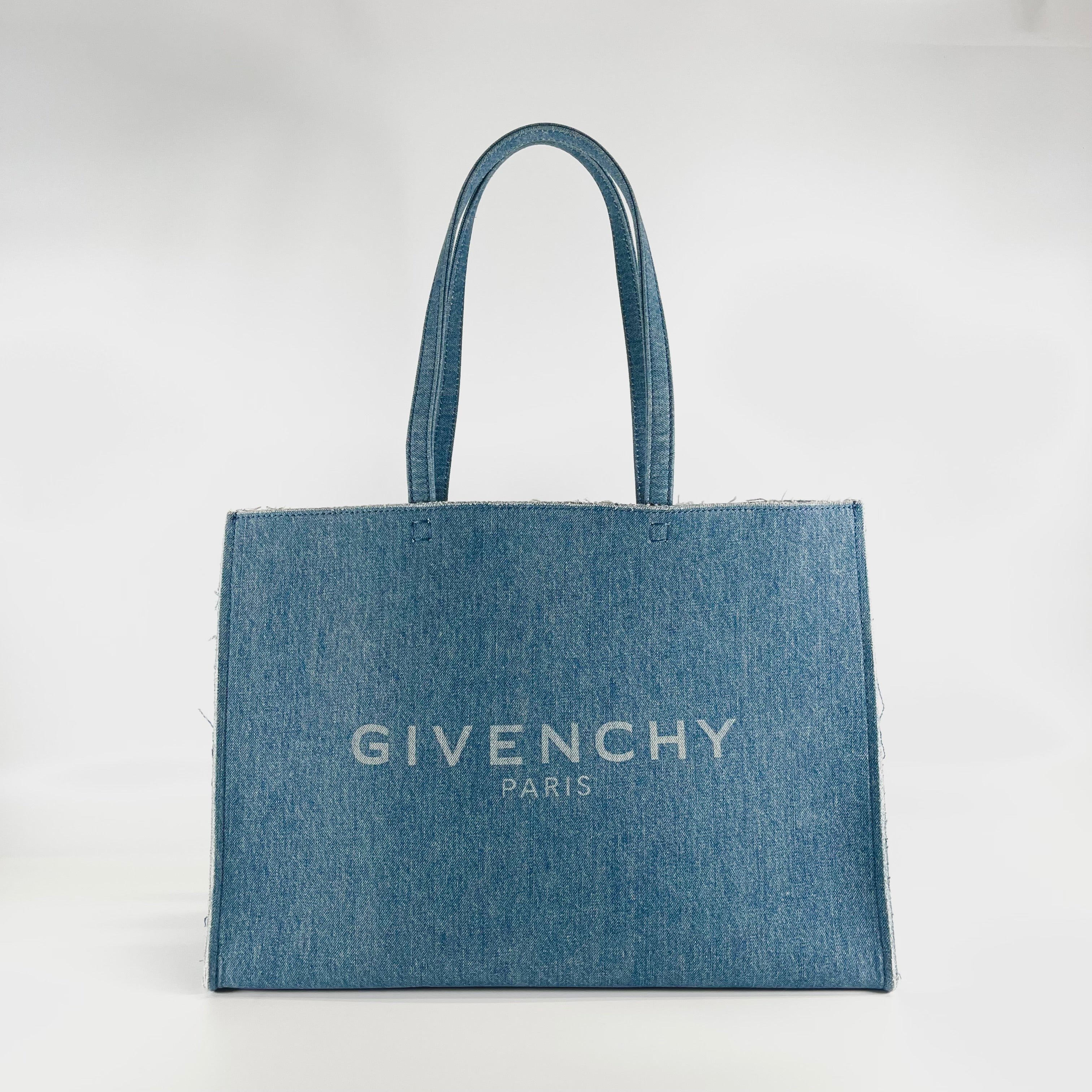 2602 secondhand GIVENCHY van denim logo Tote Bag Large