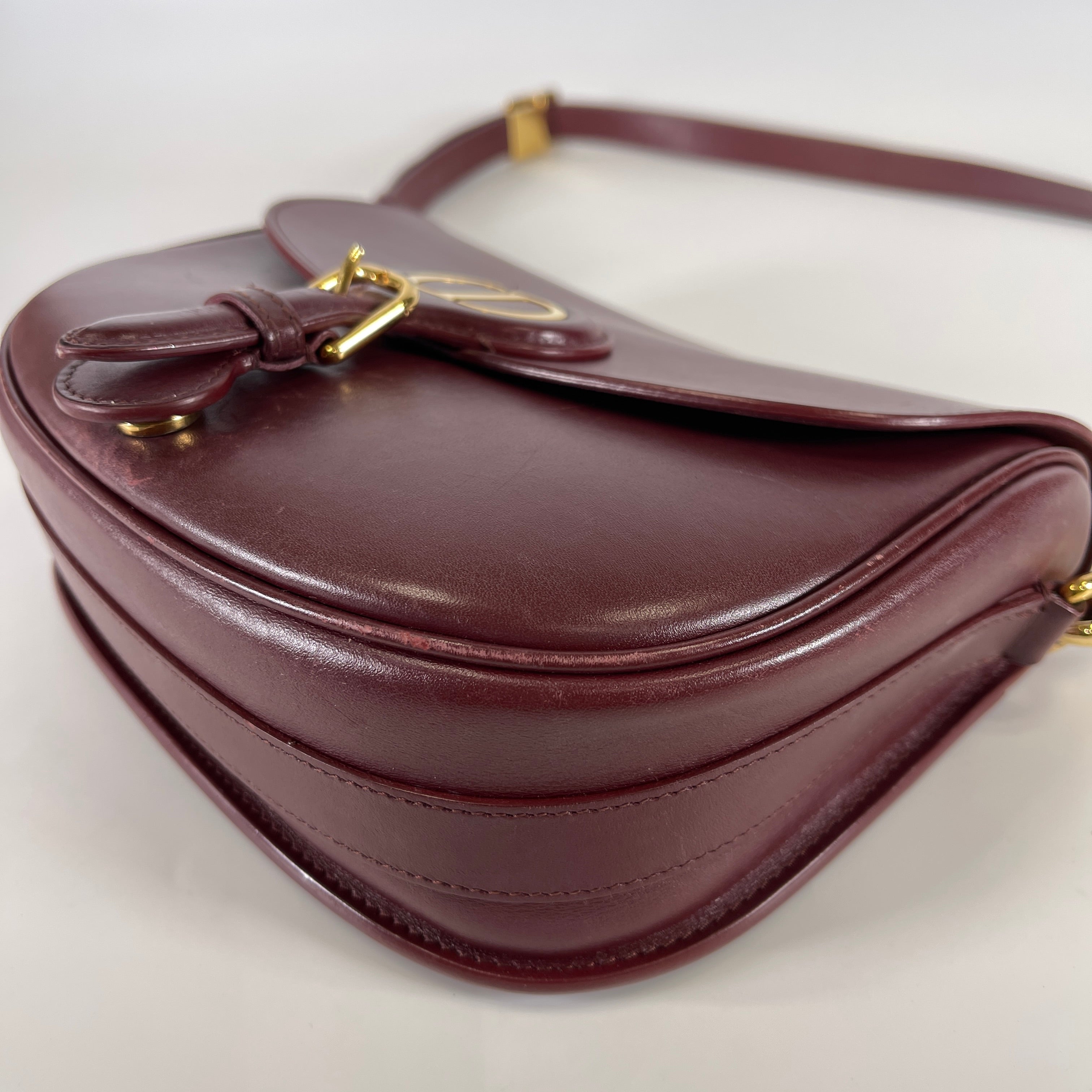 2604 secondhand ChristianDior Bobby medium calf Bordeaux B Rank