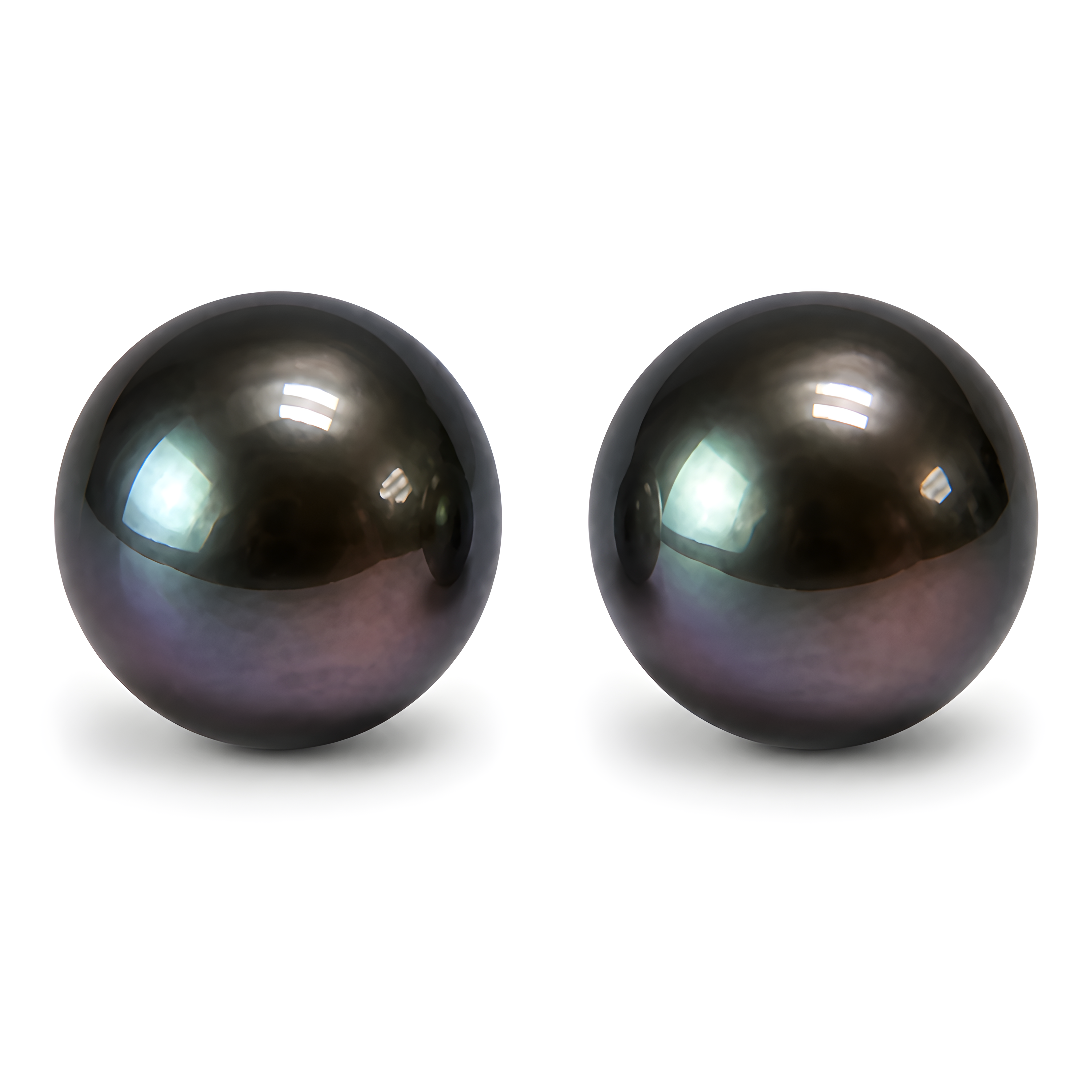 2608 secondhand K14WG black Pearl earrings 　11~12mm